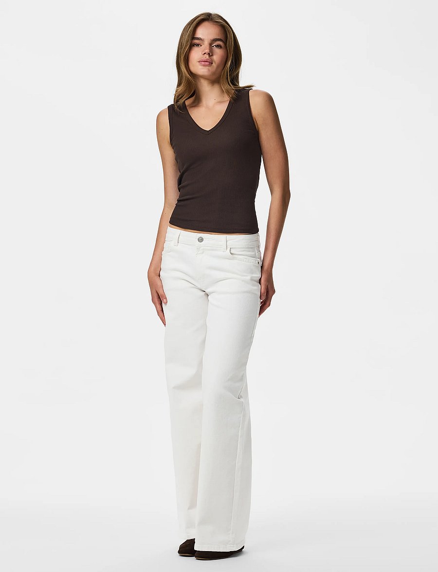 Pieces - PCSELMA LW WIDE JEANS OD NOOS BC - laia säärega teksad - bright white - 4