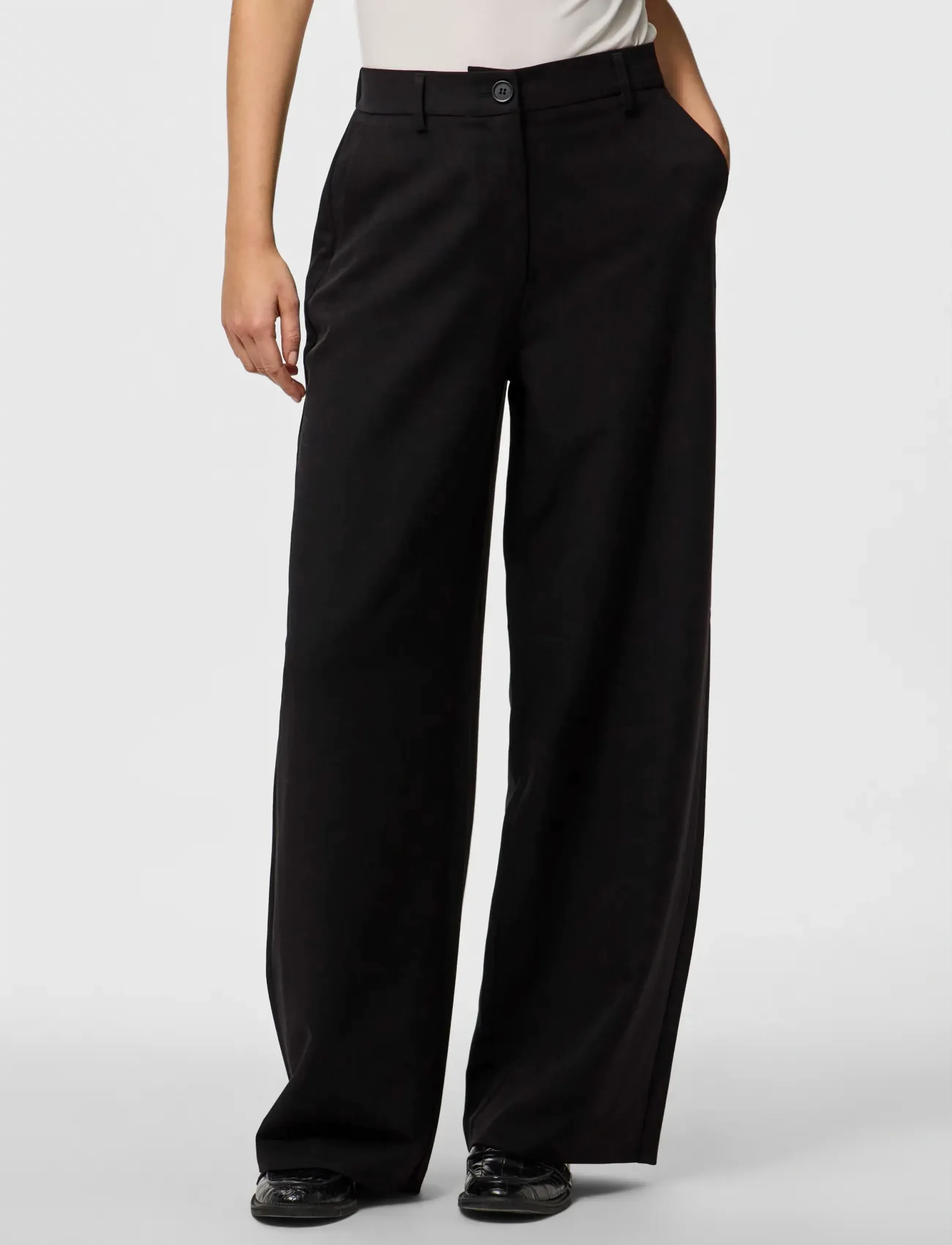 Pieces PCKAMIL HW WIDE PANT NOOS BC - Kolekcje - BLACK / black