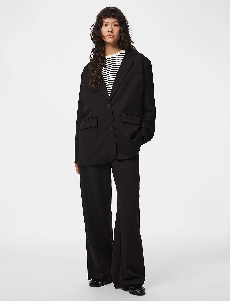 Pieces - PCKAMIL HW WIDE PANT NOOS BC - kostymbyxor - black - 5