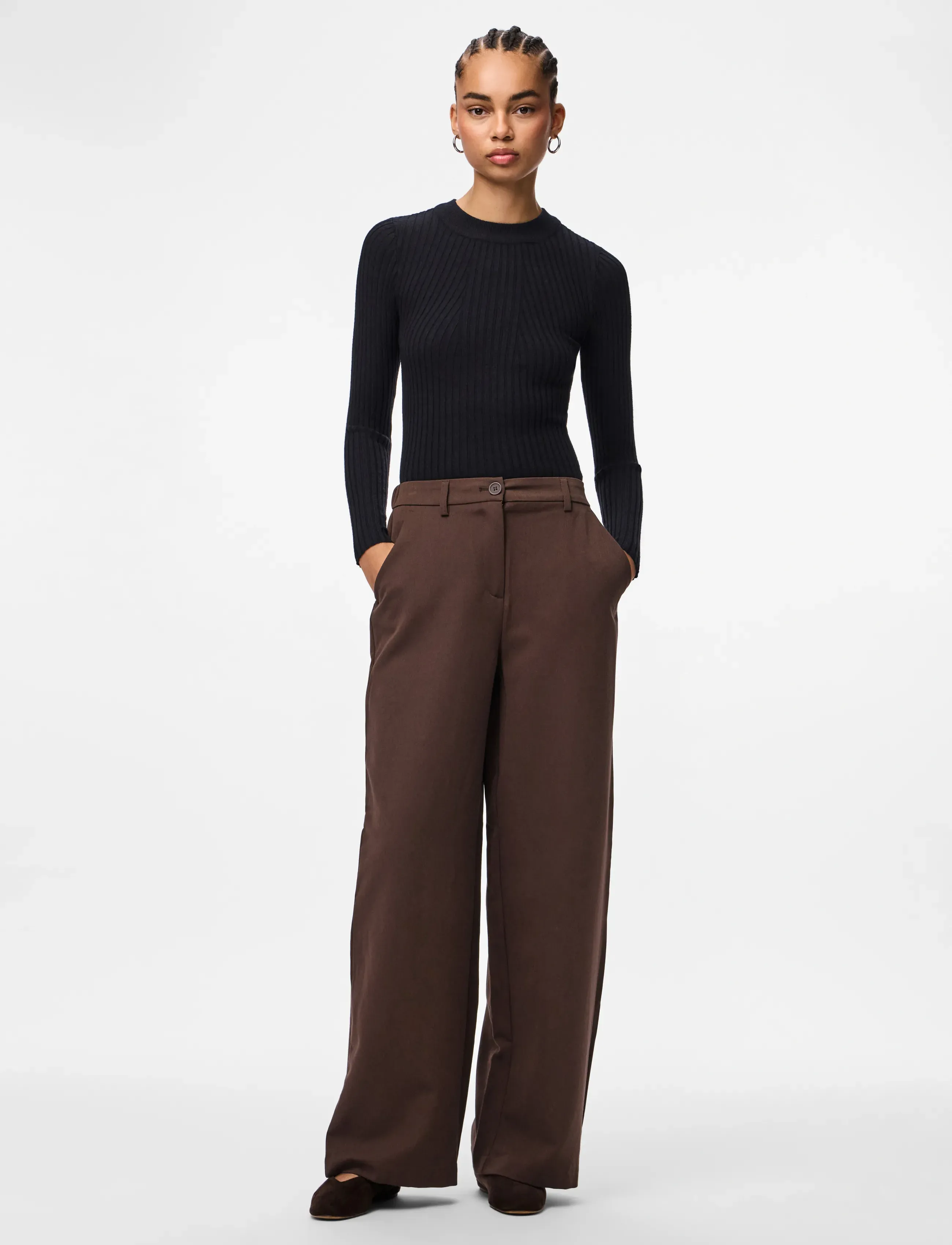 Pieces - PCKAMIL HW WIDE PANT NOOS BC - tailored trousers - hot fudge - 4