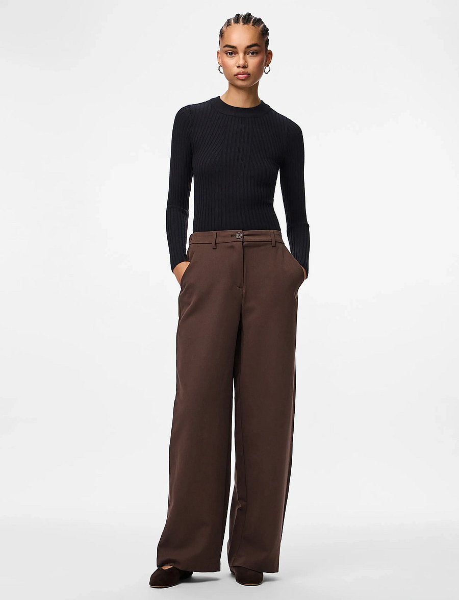 Pieces - PCKAMIL HW WIDE PANT NOOS BC - habitbukser - hot fudge - 4