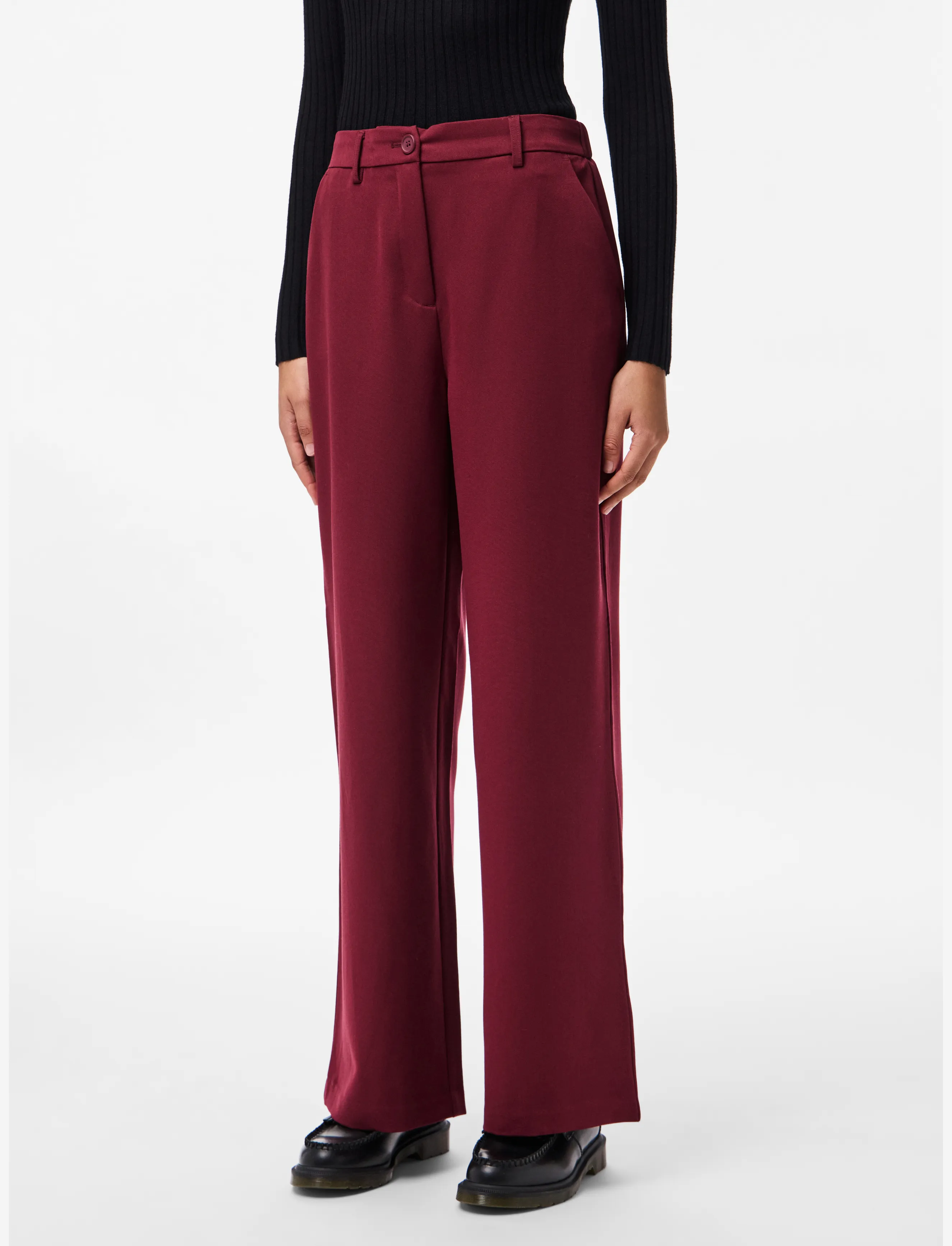 Pieces Pckamil Hw Wide Pant Noos Bc, Kvinder, Højtaljede Vide Ben Bukser, Bordeaux, Str: XS x 32