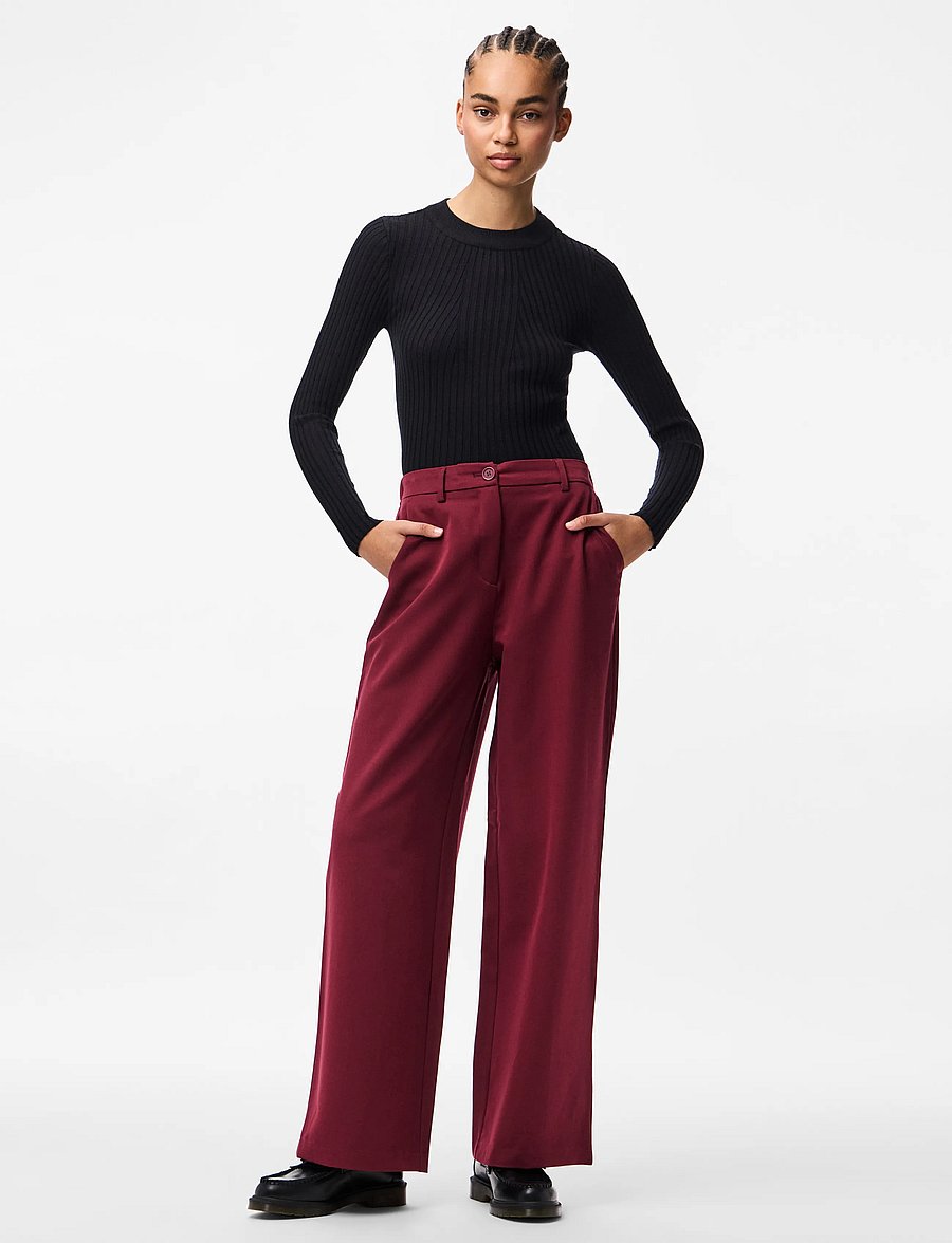 Pieces - PCKAMIL HW WIDE PANT NOOS BC - habitbukser - tawny port - 4