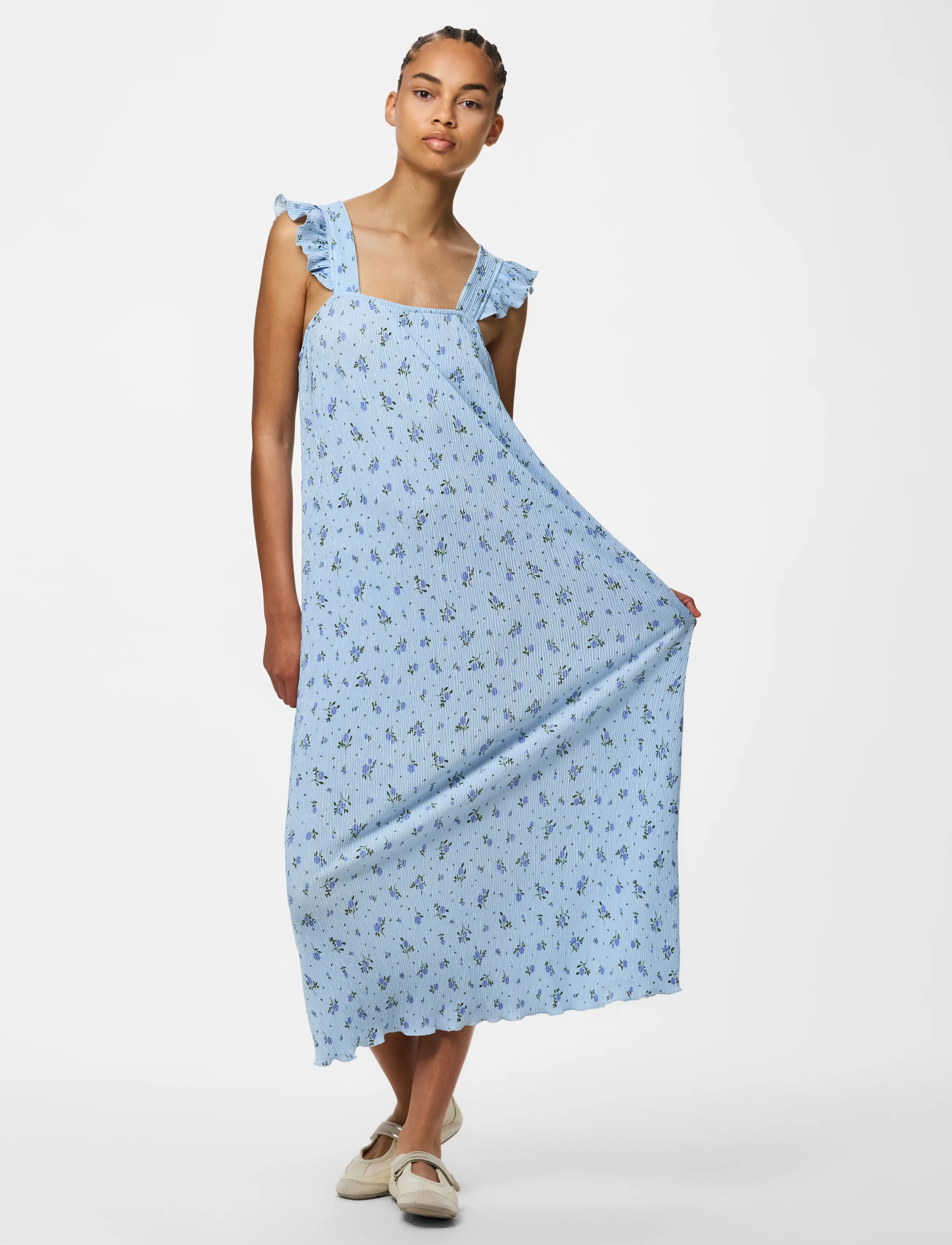 Pieces PCFLORA STRAP FLOUNCE DRESS JRS MSA BC - Campaign - CASHMERE BLUE / blue