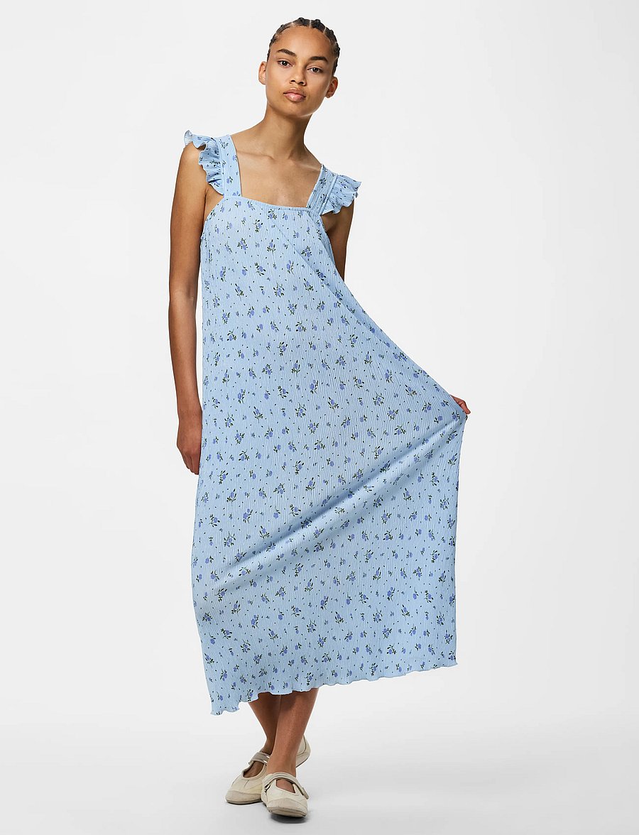 Pieces - PCFLORA STRAP FLOUNCE DRESS JRS MSA BC - sommerkleider - cashmere blue - 0