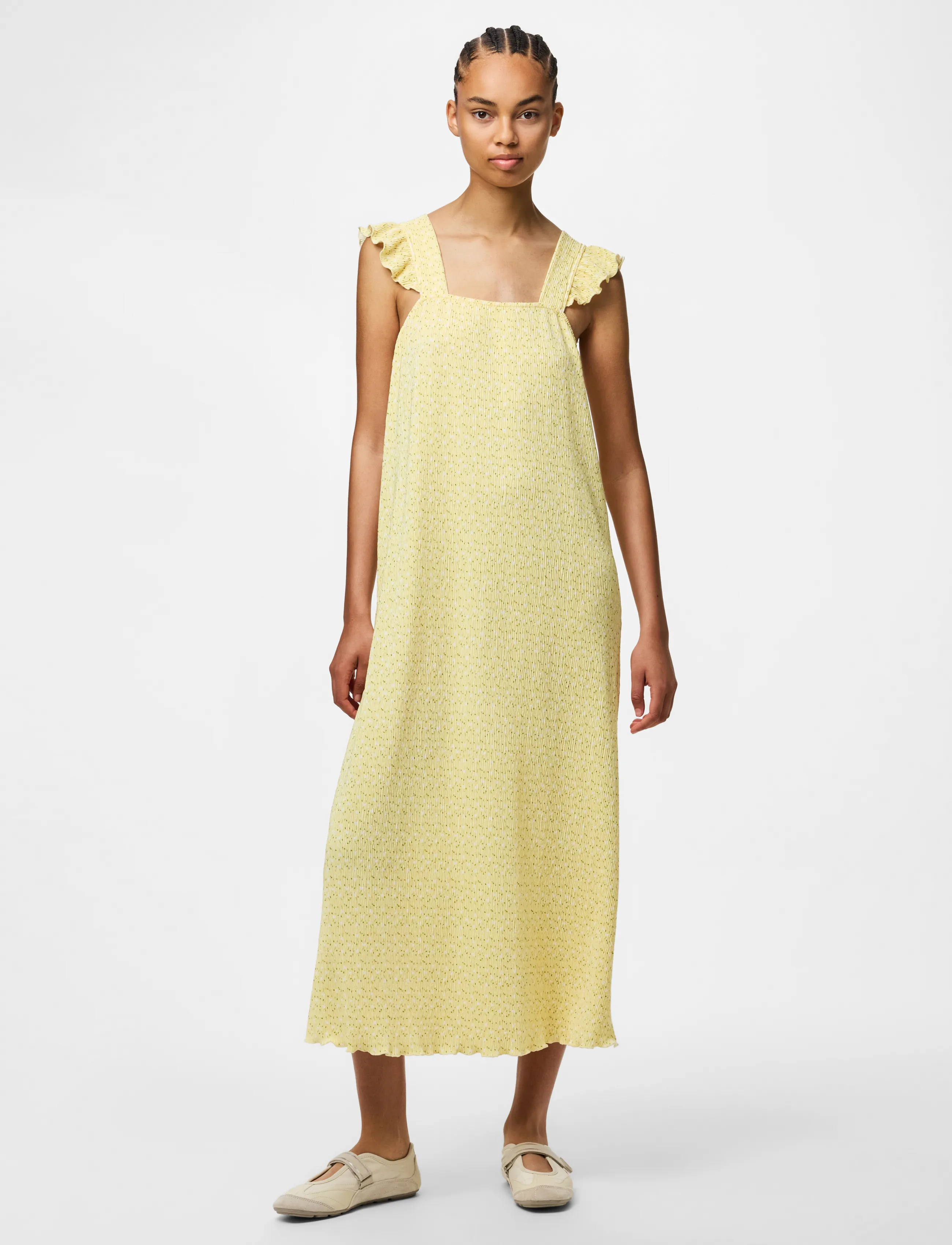 Pieces - PCFLORA STRAP FLOUNCE DRESS JRS MSA BC - suvekleidid - french vanilla - 4
