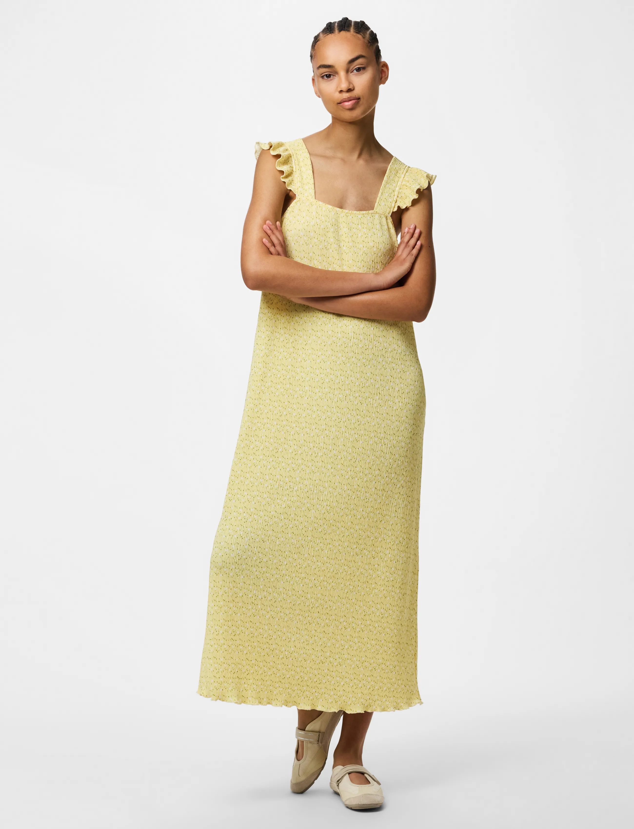 Pieces - PCFLORA STRAP FLOUNCE DRESS JRS MSA BC - suvekleidid - french vanilla - 5