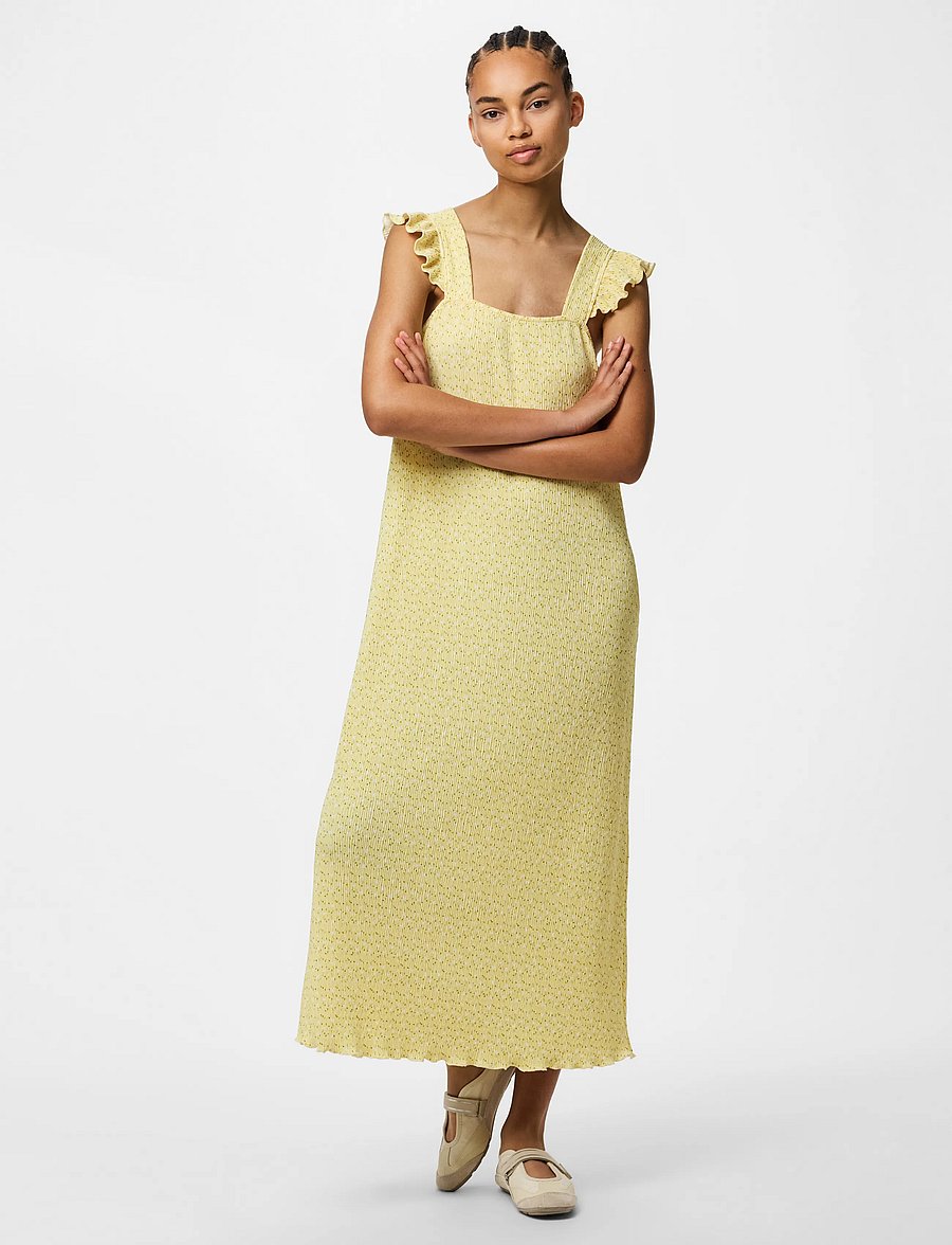 Pieces - PCFLORA STRAP FLOUNCE DRESS JRS MSA BC - sommarklänningar - french vanilla - 5