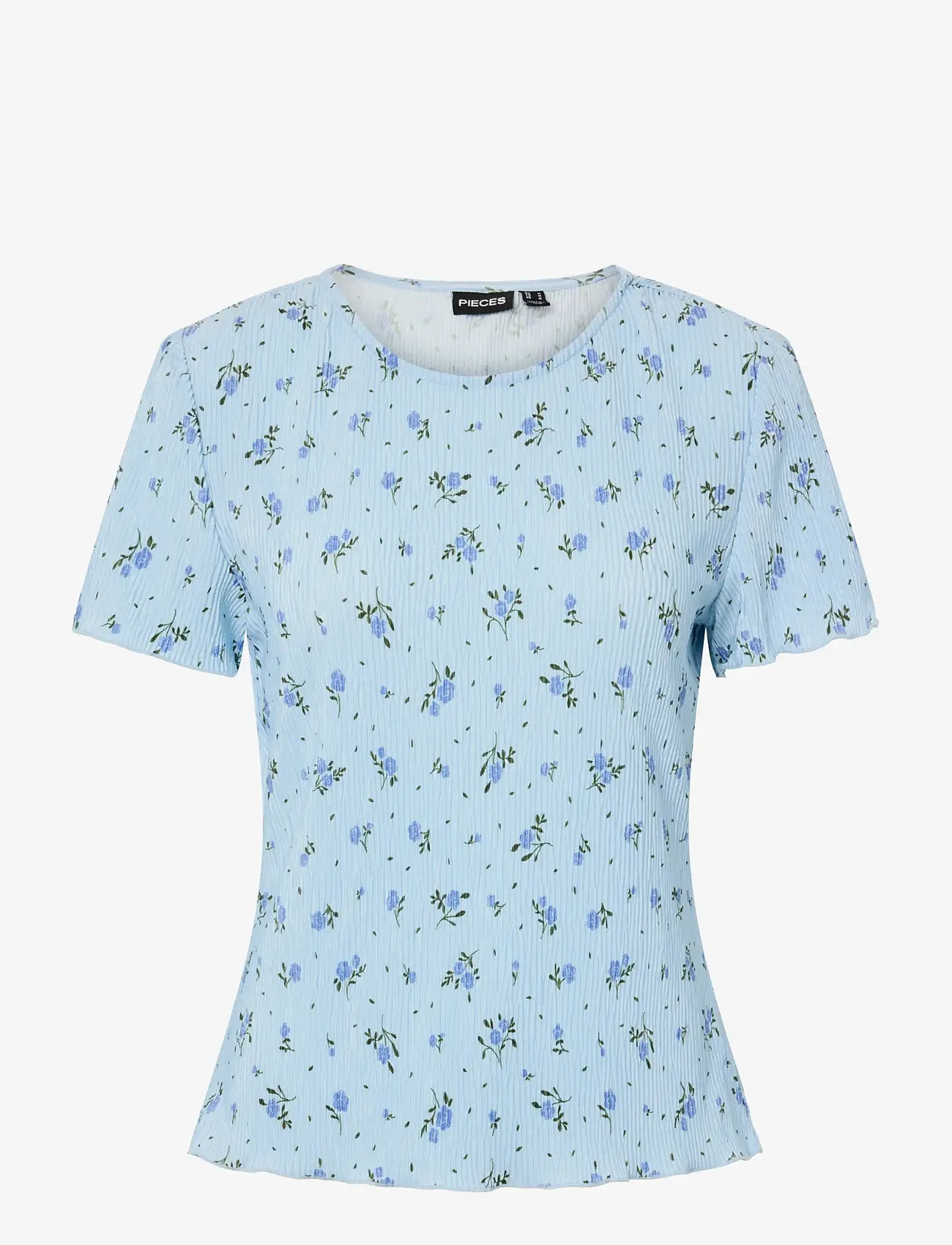 Pieces - PCFLORA SS O-NECK TOP JRS NOOS BC - t-shirts - cashmere blue - 0