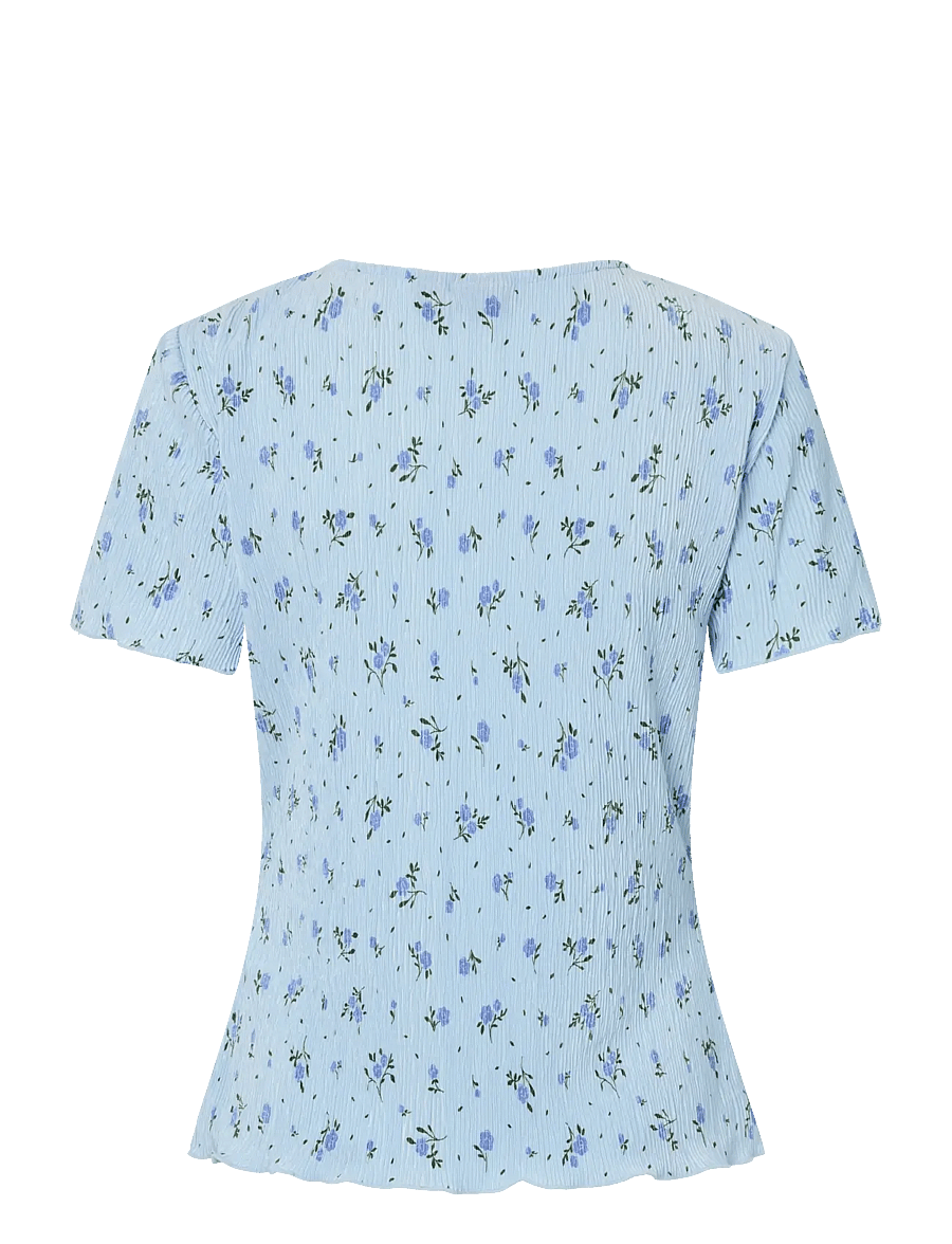 Pieces - PCFLORA SS O-NECK TOP JRS NOOS BC - t-shirts - cashmere blue - 1