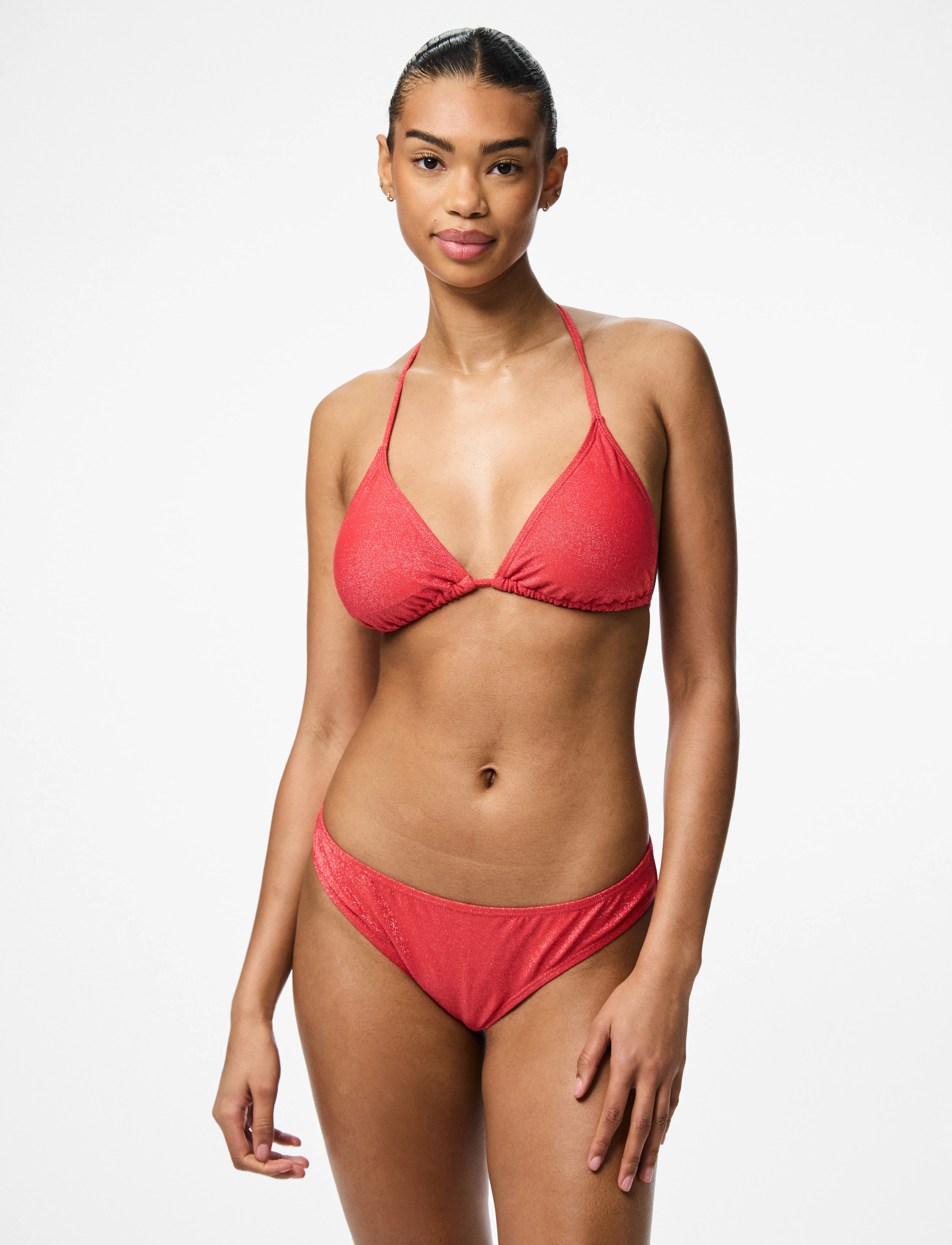 Pieces Pclaomi Lurex Bikini Brief, Kvinder, Bikini Trusse, Rød, Str: XS