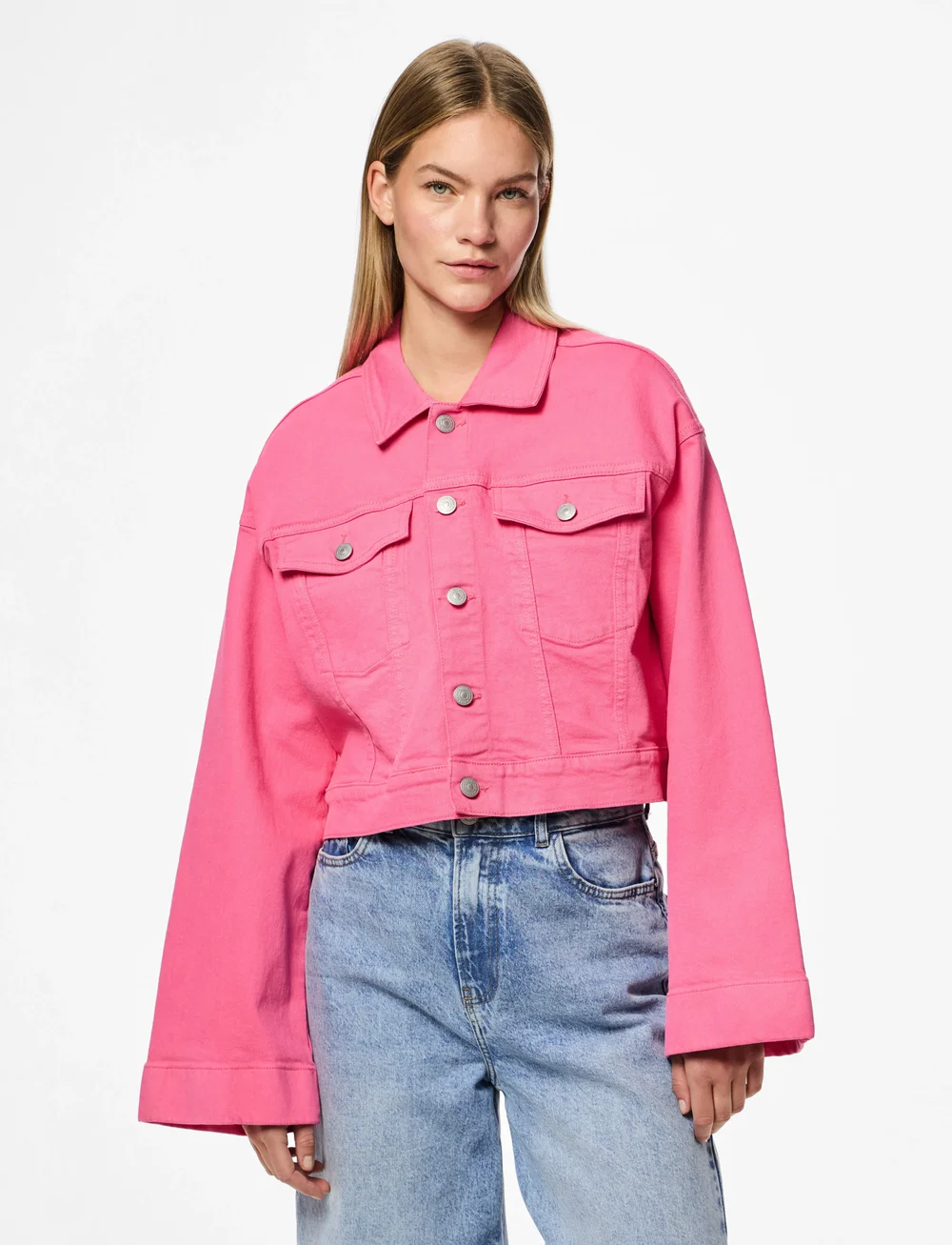 Pieces - PCSVALA DENIM JACKET - gallajakkar - pink lemonade - 0