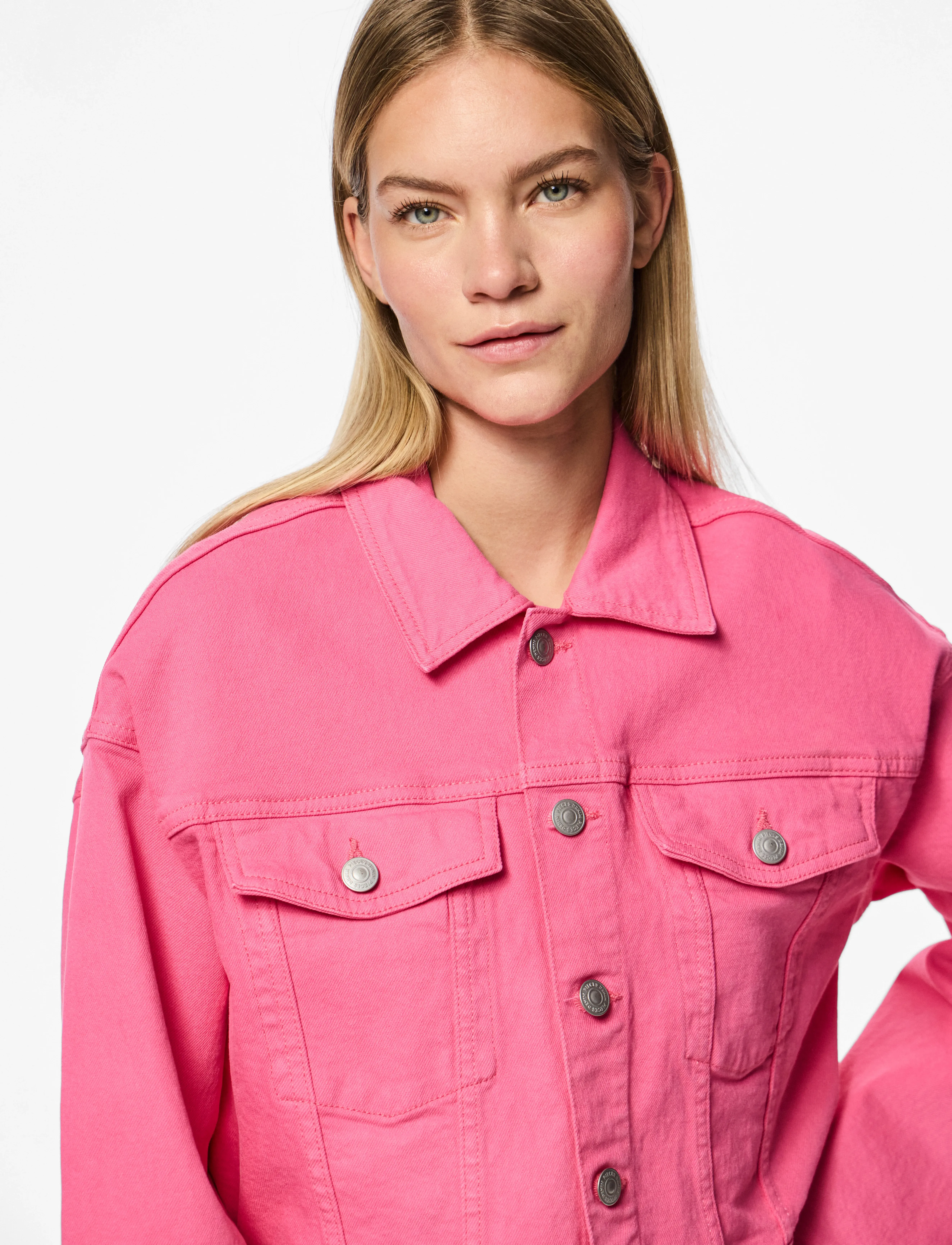 Pieces - PCSVALA DENIM JACKET - frühlingsjacken - pink lemonade - 5