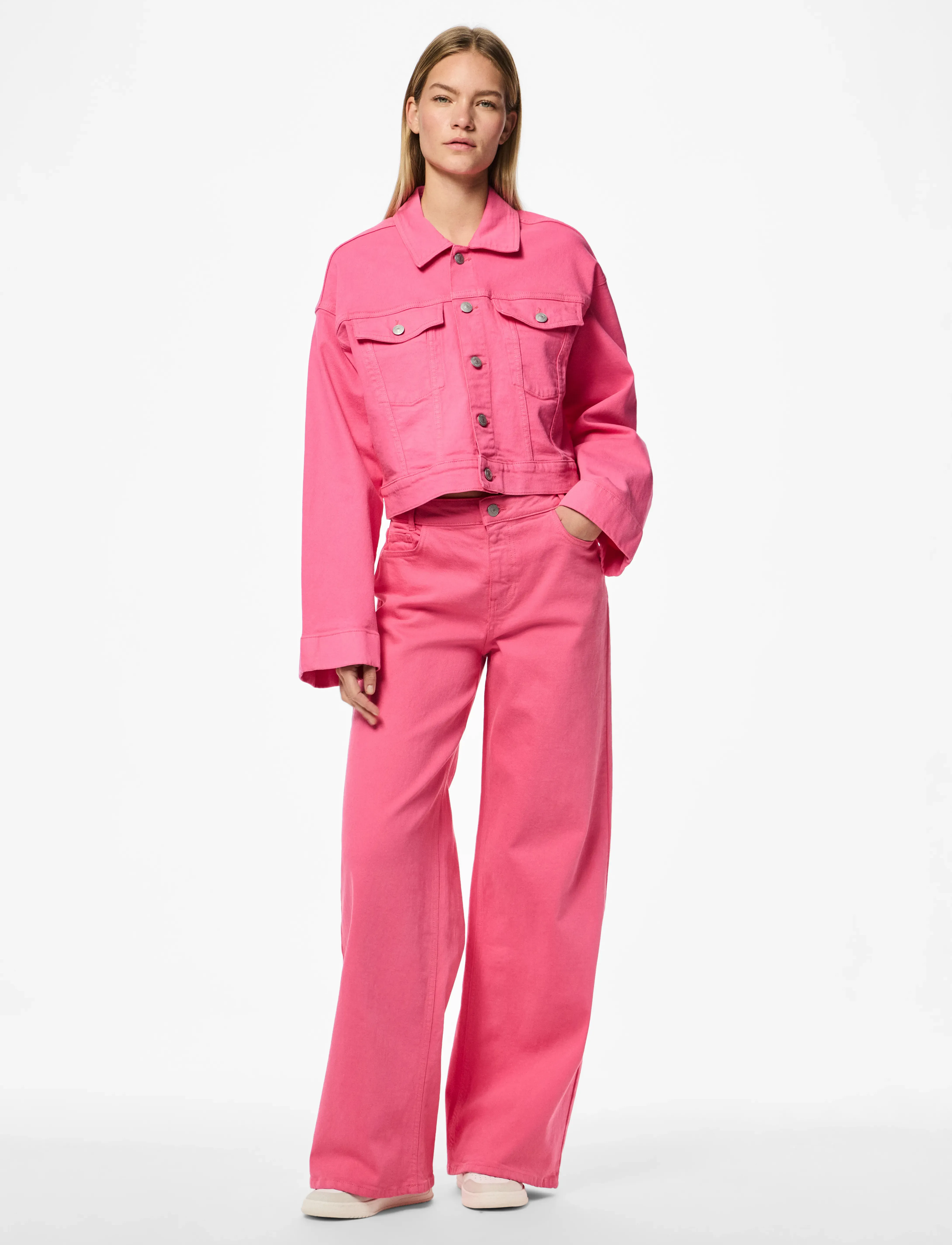 Pieces - PCSVALA MW WIDE DENIM JEANS - pink lemonade - 4
