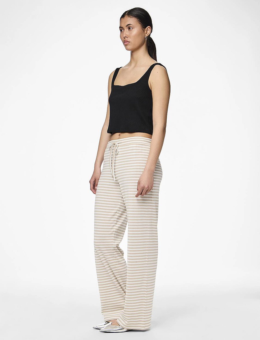 Pieces - PCLAYA MW WIDE PANTS D2D - bright white - 3