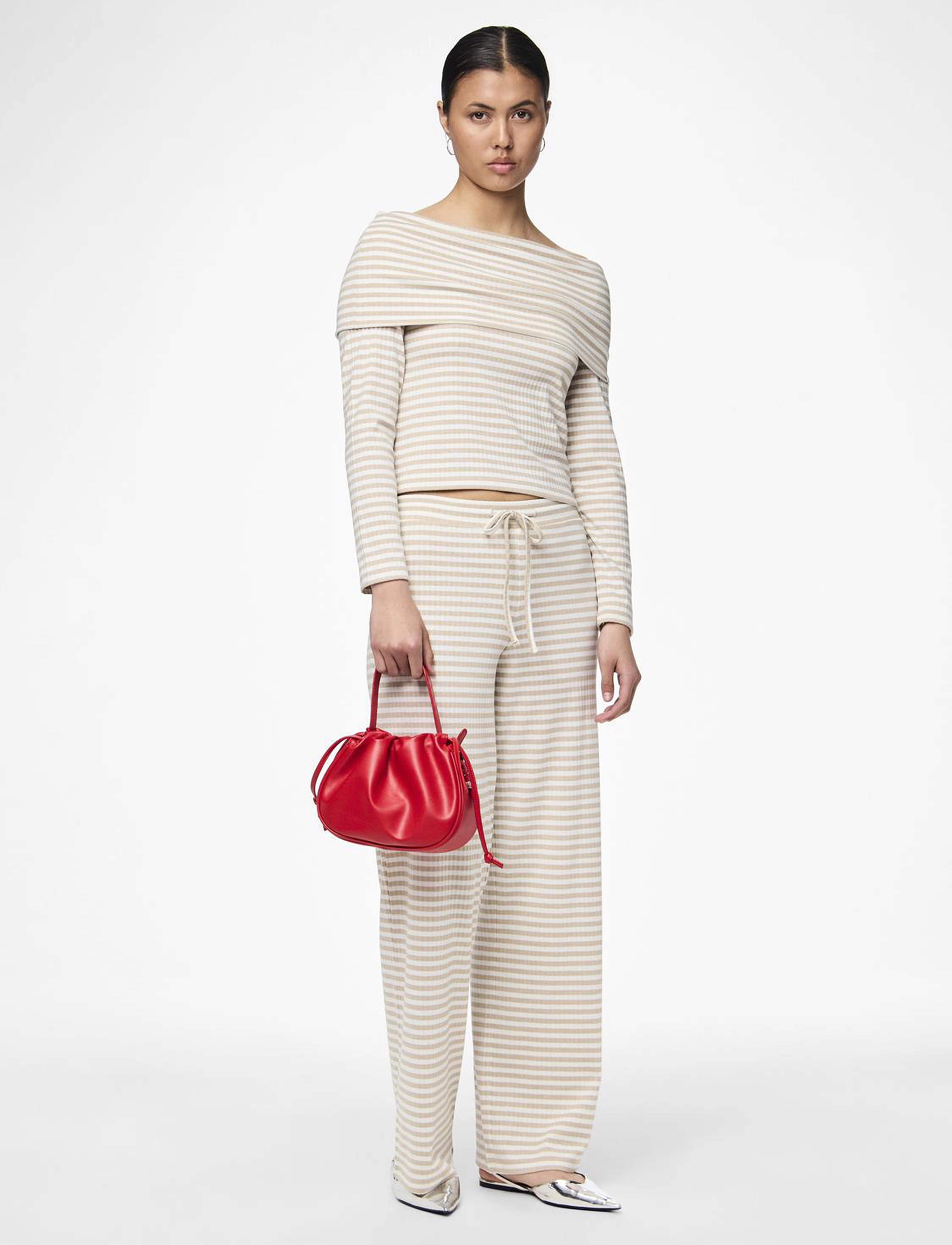 Pieces - PCLAYA MW WIDE PANTS D2D - bright white - 5
