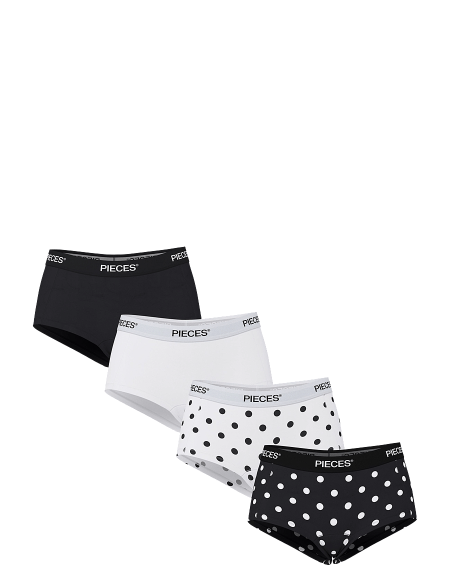 Pieces - PCLOGO LADY 4 PACK AOP/SOLID NOOS BC - hipster & hotpants - black - 0