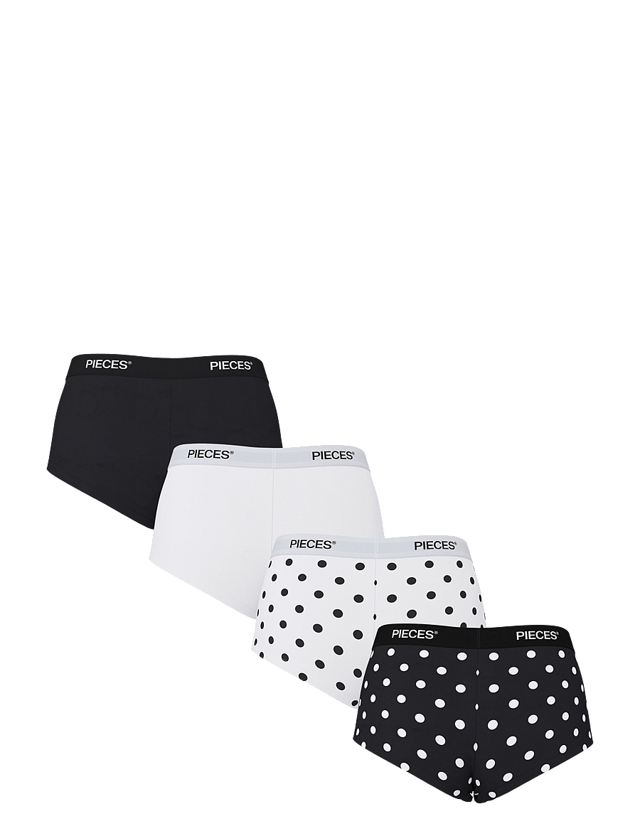Pieces - PCLOGO LADY 4 PACK AOP/SOLID NOOS BC - hipster & hotpants - black - 1