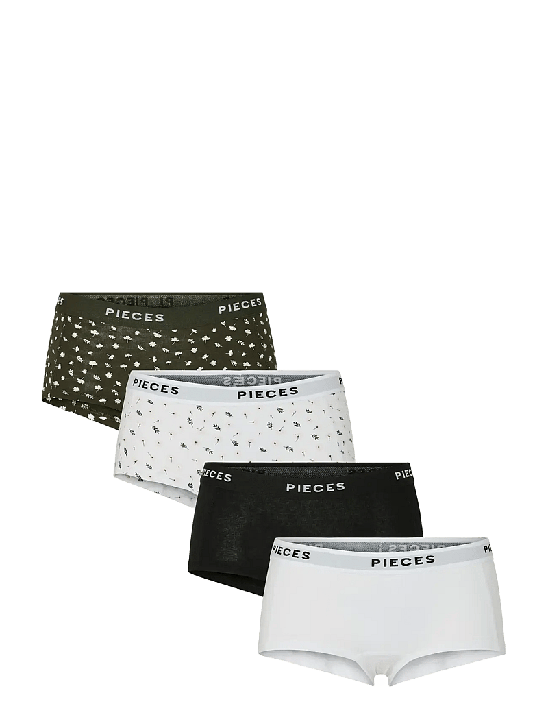 Pieces - PCLOGO LADY 4 PACK AOP/SOLID NOOS BC - hipsterid ja bokserid - forest night - 0