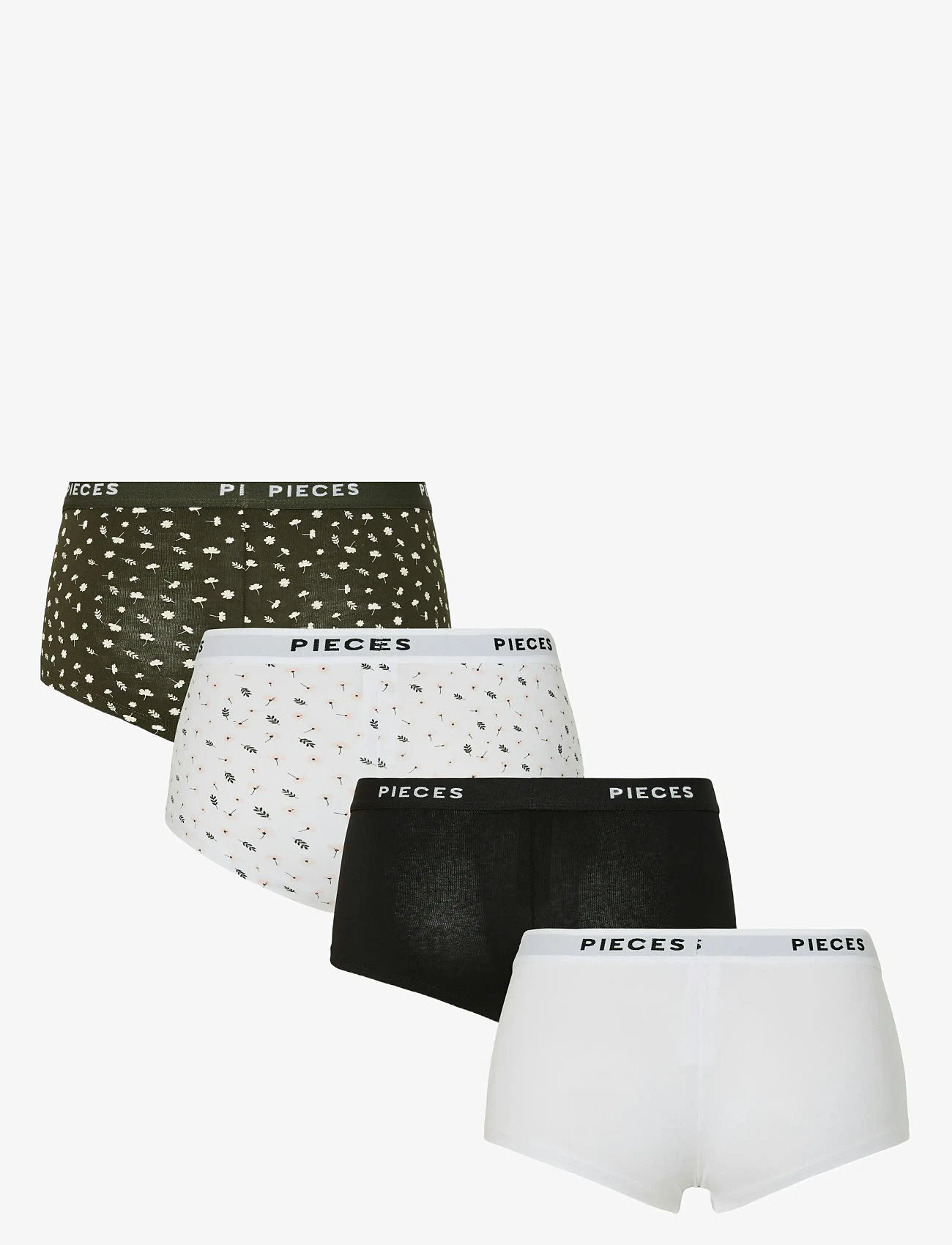 Pieces - PCLOGO LADY 4 PACK AOP/SOLID NOOS BC - hipsterid ja bokserid - forest night - 1