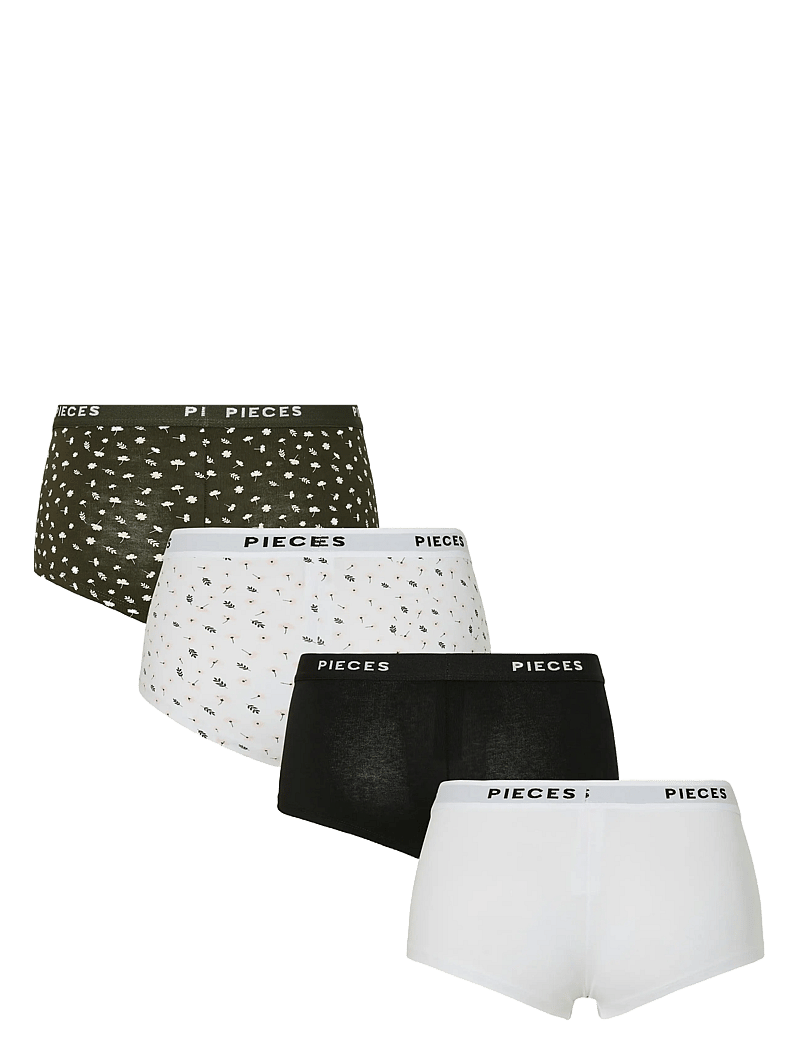 Pieces - PCLOGO LADY 4 PACK AOP/SOLID NOOS BC - hipsterid ja bokserid - forest night - 1