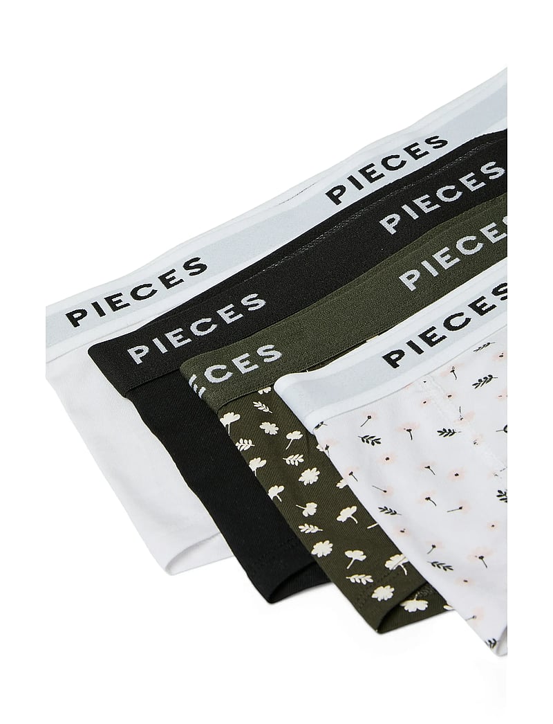 Pieces - PCLOGO LADY 4 PACK AOP/SOLID NOOS BC - hipsterid ja bokserid - forest night - 2