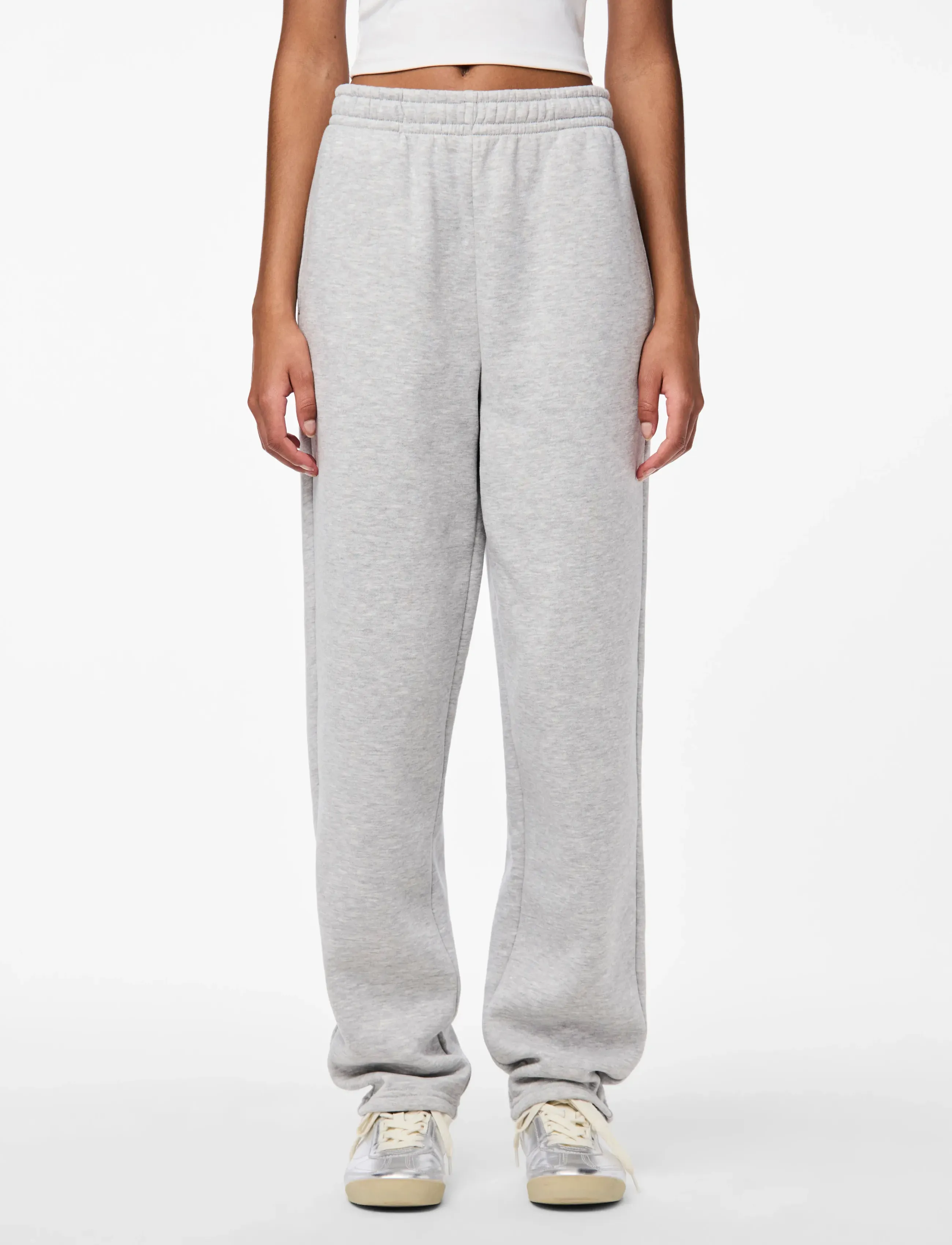 Pieces PCCHILLI HW STRAIGHT SWEAT PANTS NOOS BC - Kleidung - LIGHT GREY MELANGE / grey