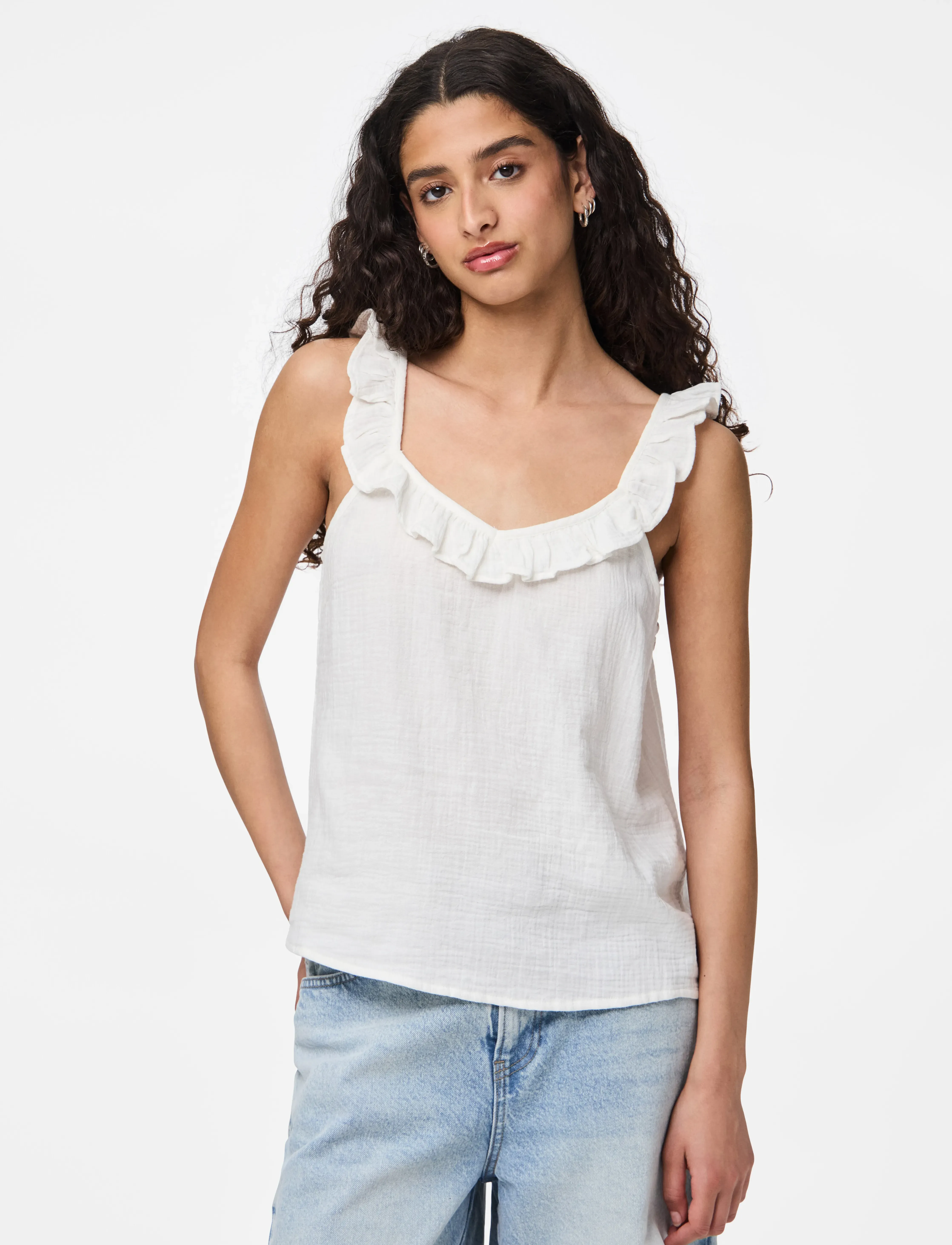 Pieces - PCSASTINA SL TOP WVN BC - cloud dancer - 5
