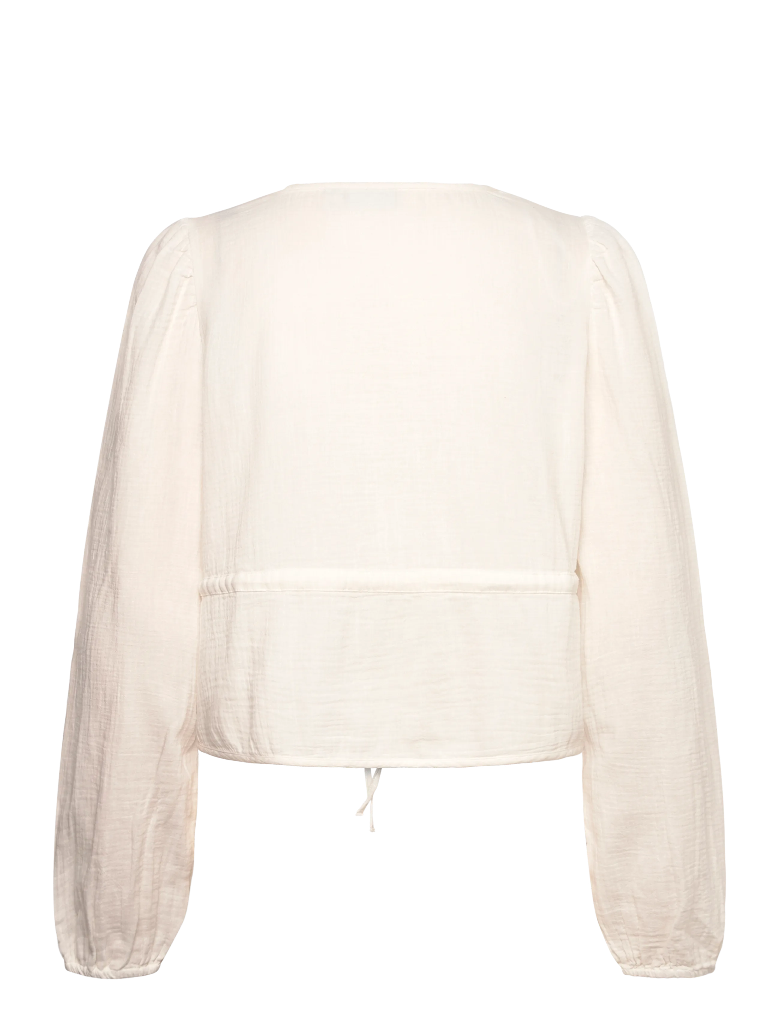 Pieces - PCSASTINA LS V-NECK TIE TOP WVN MSA BC - langærmede bluser - cloud dancer - 1