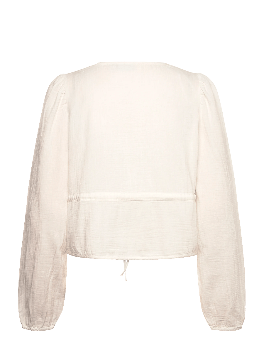 Pieces - PCSASTINA LS V-NECK TIE TOP WVN MSA BC - pikkade varrukatega pluusid - cloud dancer - 1