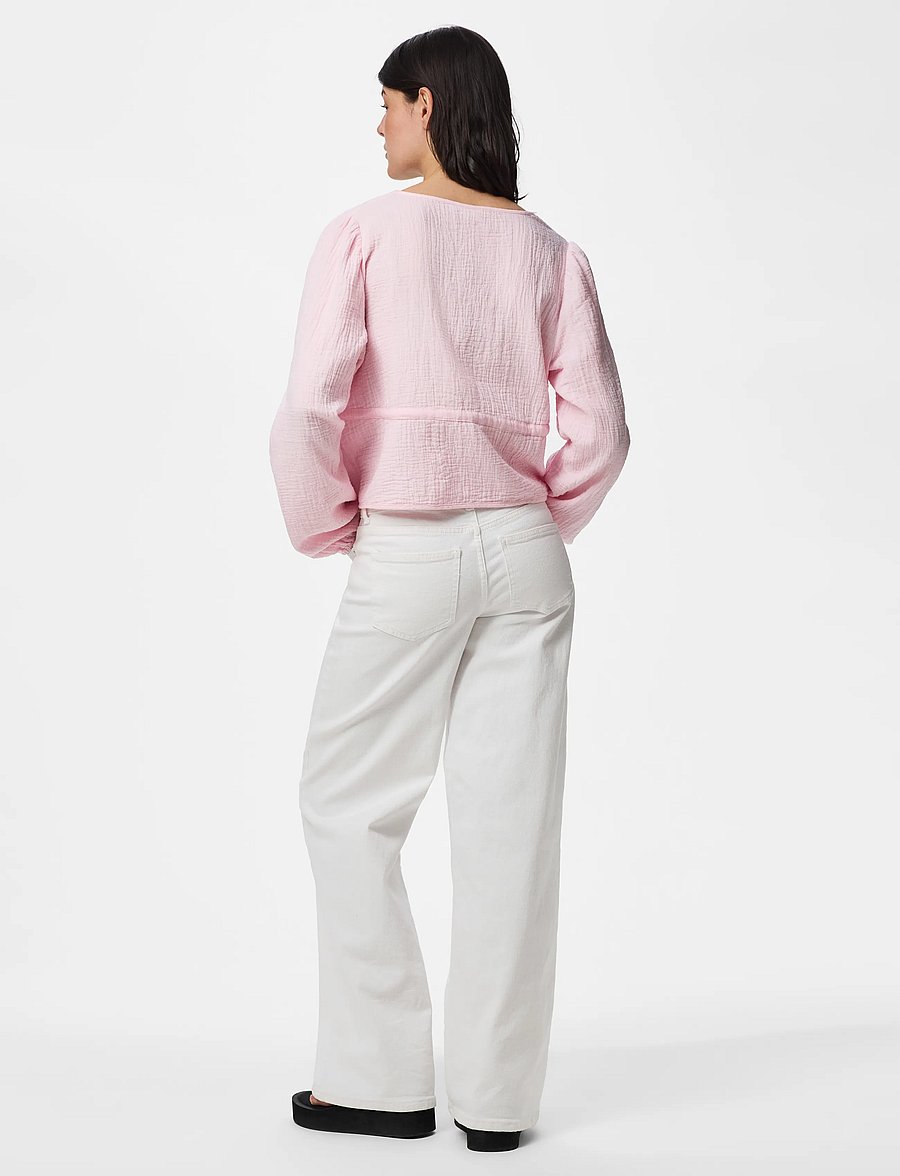 Pieces - PCSASTINA LS V-NECK TIE TOP WVN MSA BC - pikkade varrukatega pluusid - cradle pink - 2