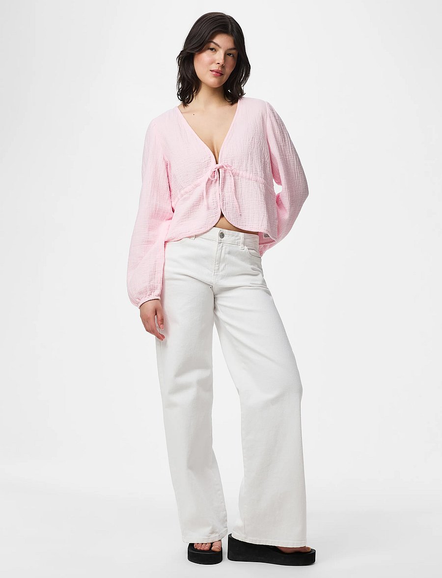 Pieces - PCSASTINA LS V-NECK TIE TOP WVN MSA BC - pikkade varrukatega pluusid - cradle pink - 3