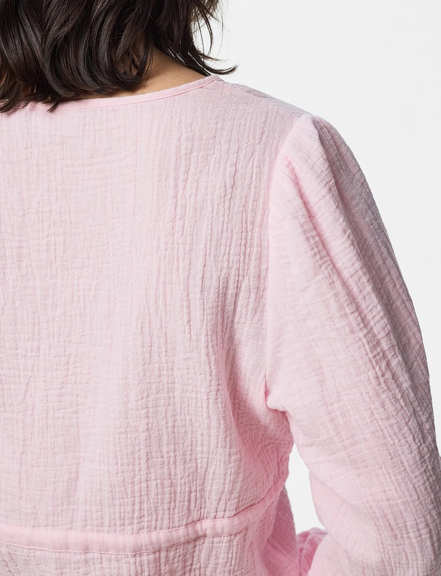 Pieces - PCSASTINA LS V-NECK TIE TOP WVN MSA BC - pikkade varrukatega pluusid - cradle pink - 5