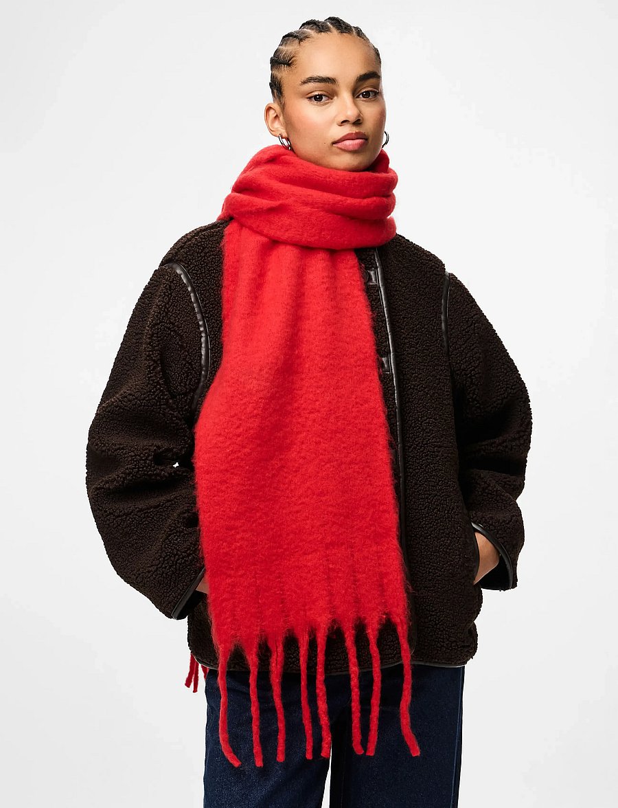 Pieces - PCLULU SOLID LONG SCARF PWP BC - halstørklæder - goji berry - 0