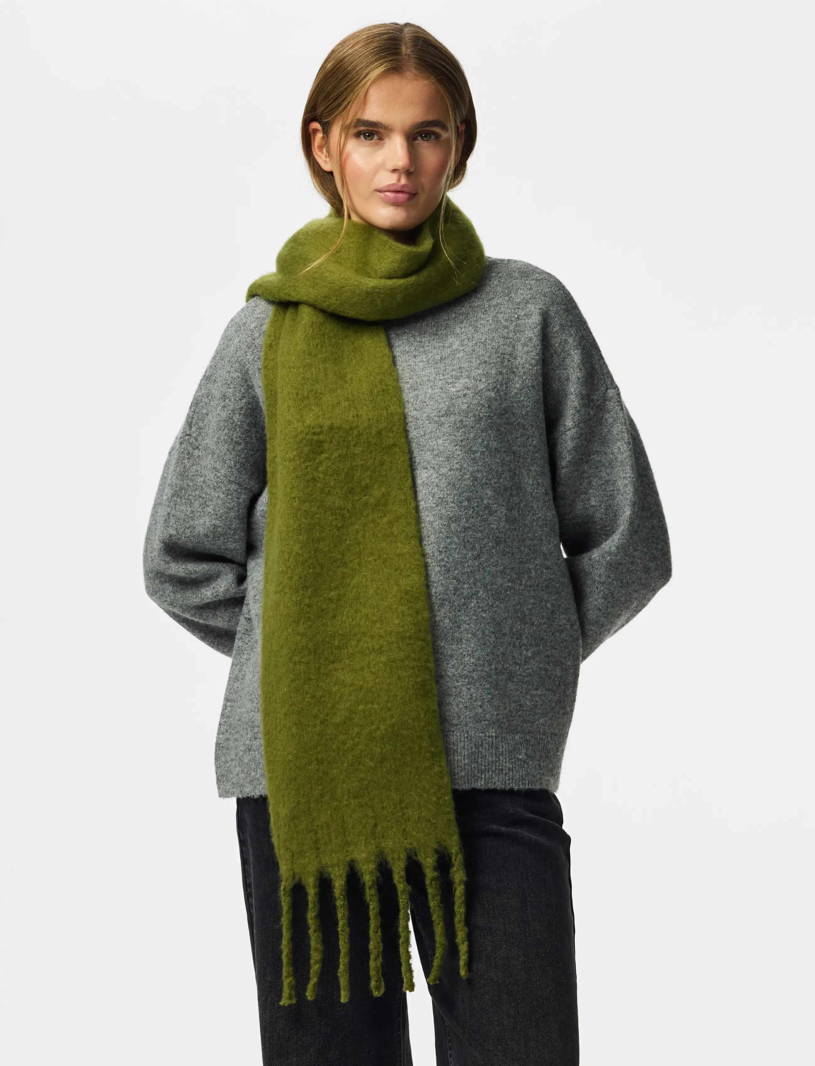 Pieces - PCLULU SOLID LONG SCARF PWP BC - winterschals - sphagnum - 0
