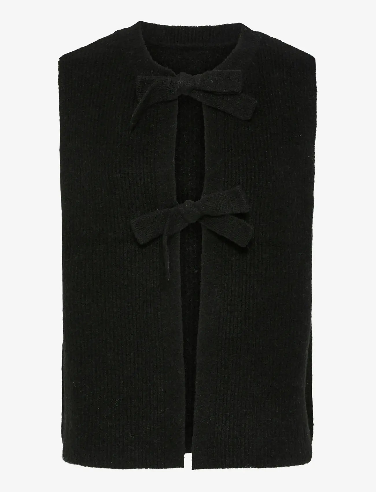 Pieces - PCSILLY SL REV TIE VEST KNIT NOOS BC - kootud vestid - black - 1
