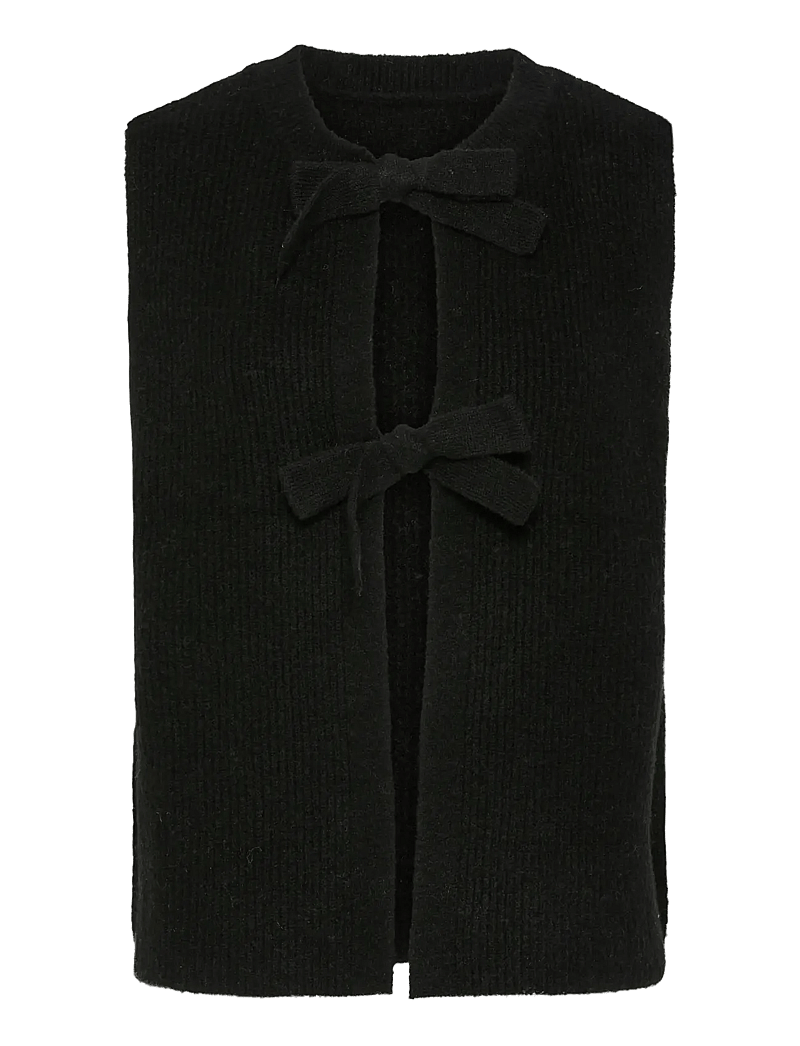 Pieces - PCSILLY SL REV TIE VEST KNIT NOOS BC - kootud vestid - black - 1