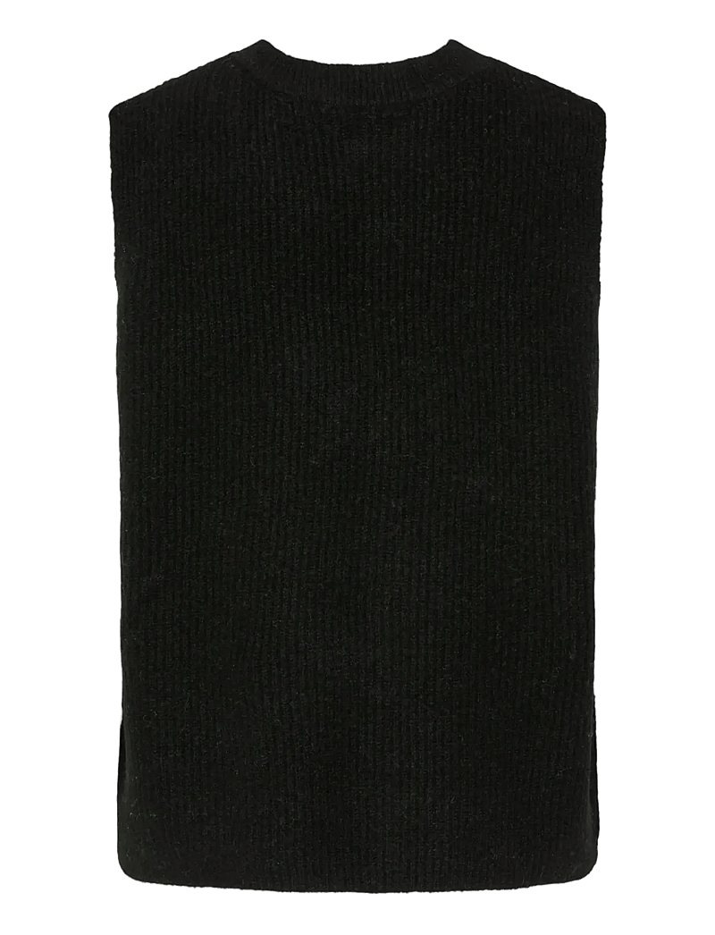 Pieces - PCSILLY SL REV TIE VEST KNIT NOOS BC - kootud vestid - black - 2