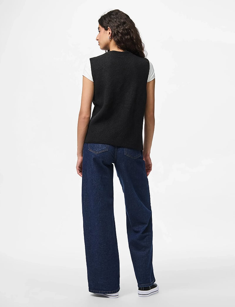 Pieces - PCSILLY SL REV TIE VEST KNIT NOOS BC - kootud vestid - black - 3