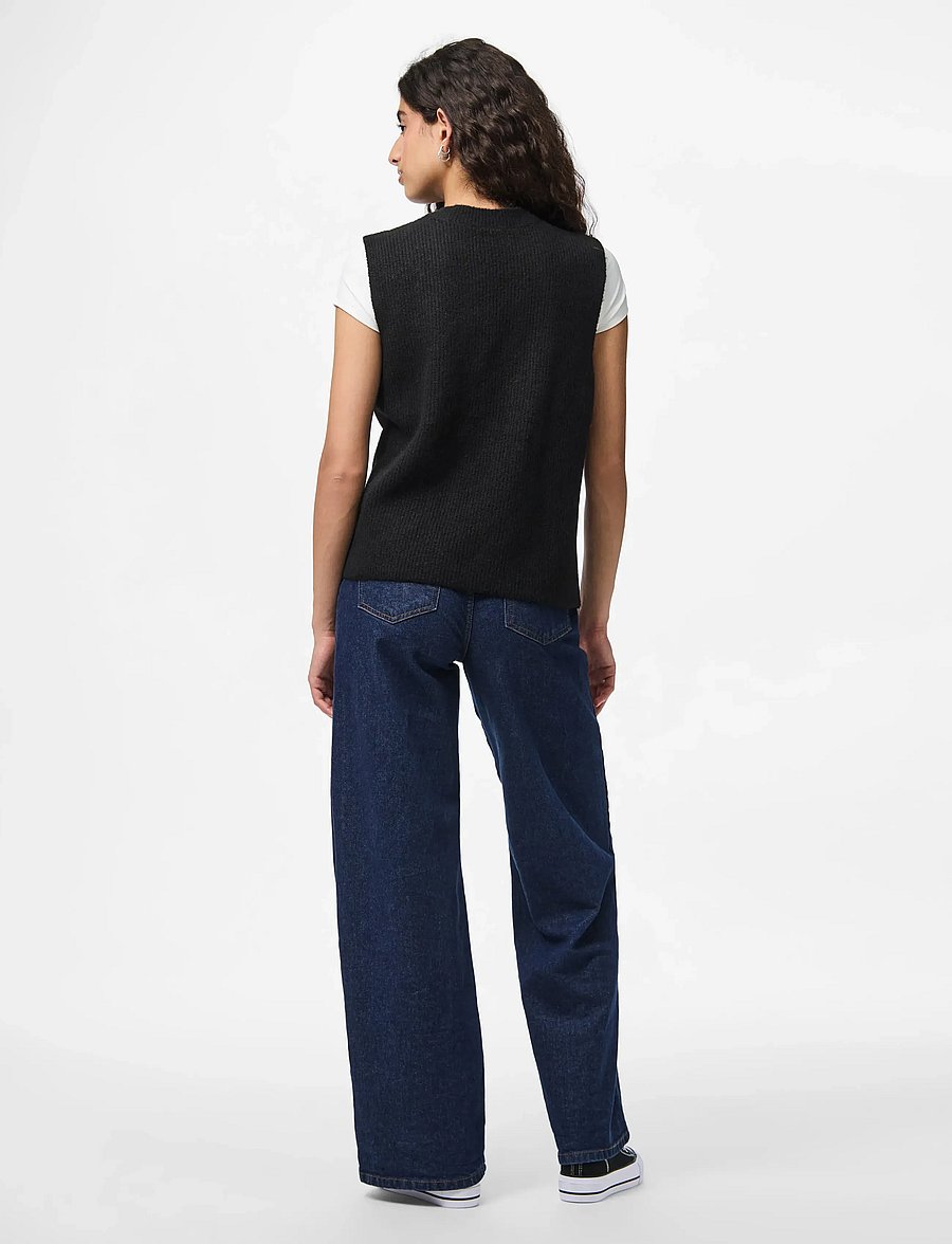 Pieces - PCSILLY SL REV TIE VEST KNIT NOOS BC - stickade västar - black - 3