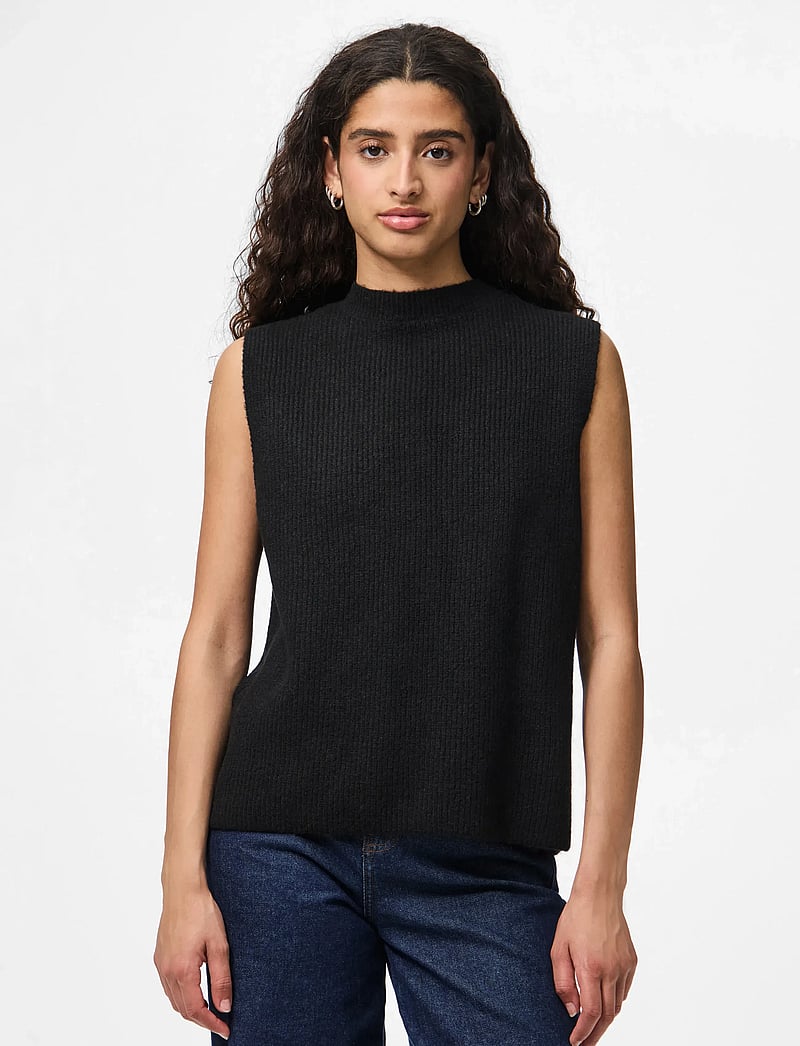 Pieces - PCSILLY SL REV TIE VEST KNIT NOOS BC - kootud vestid - black - 5