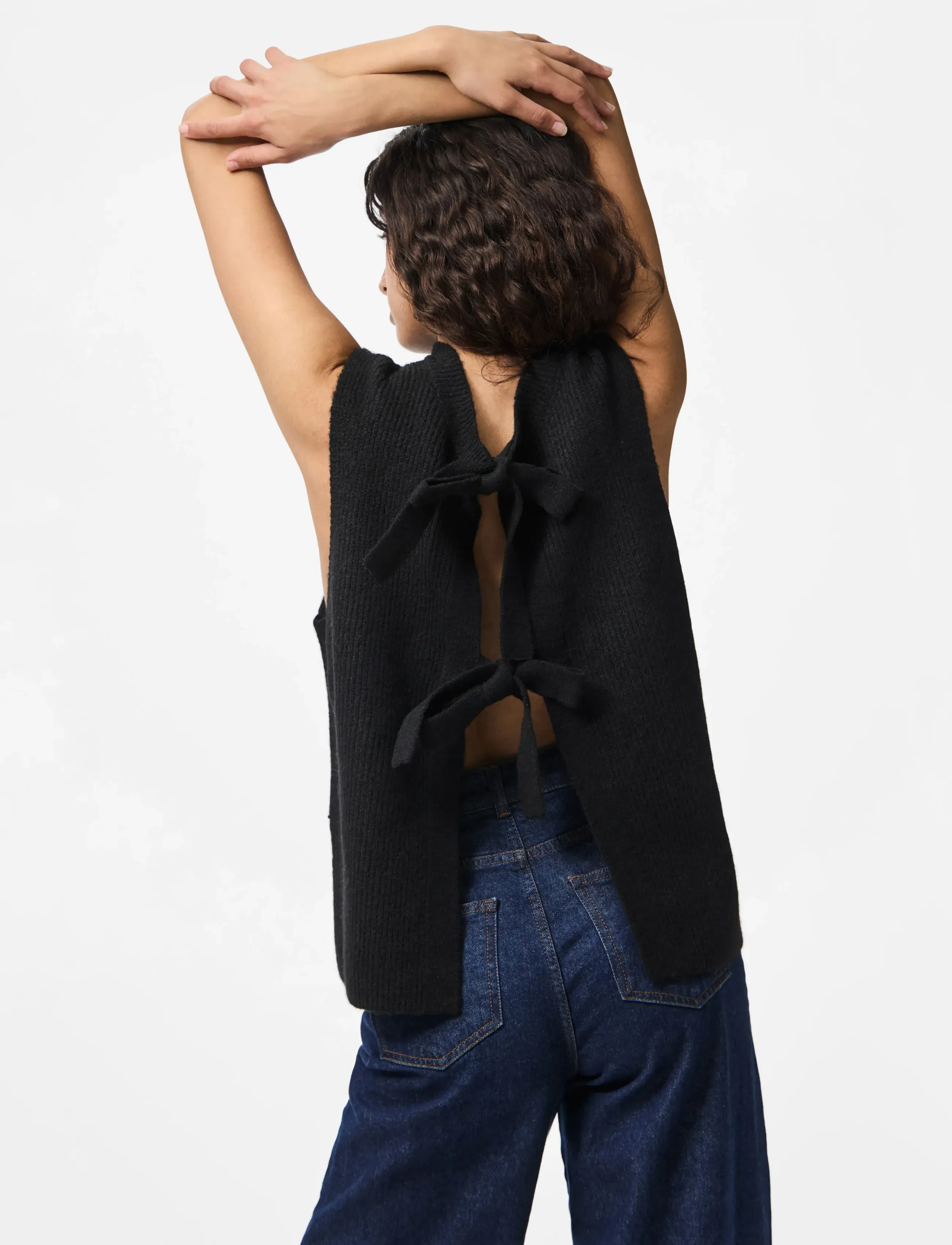 PIECES Pcsilly Sl Rev Tie Vest Knit Noos Bc linnen dam – bild 6