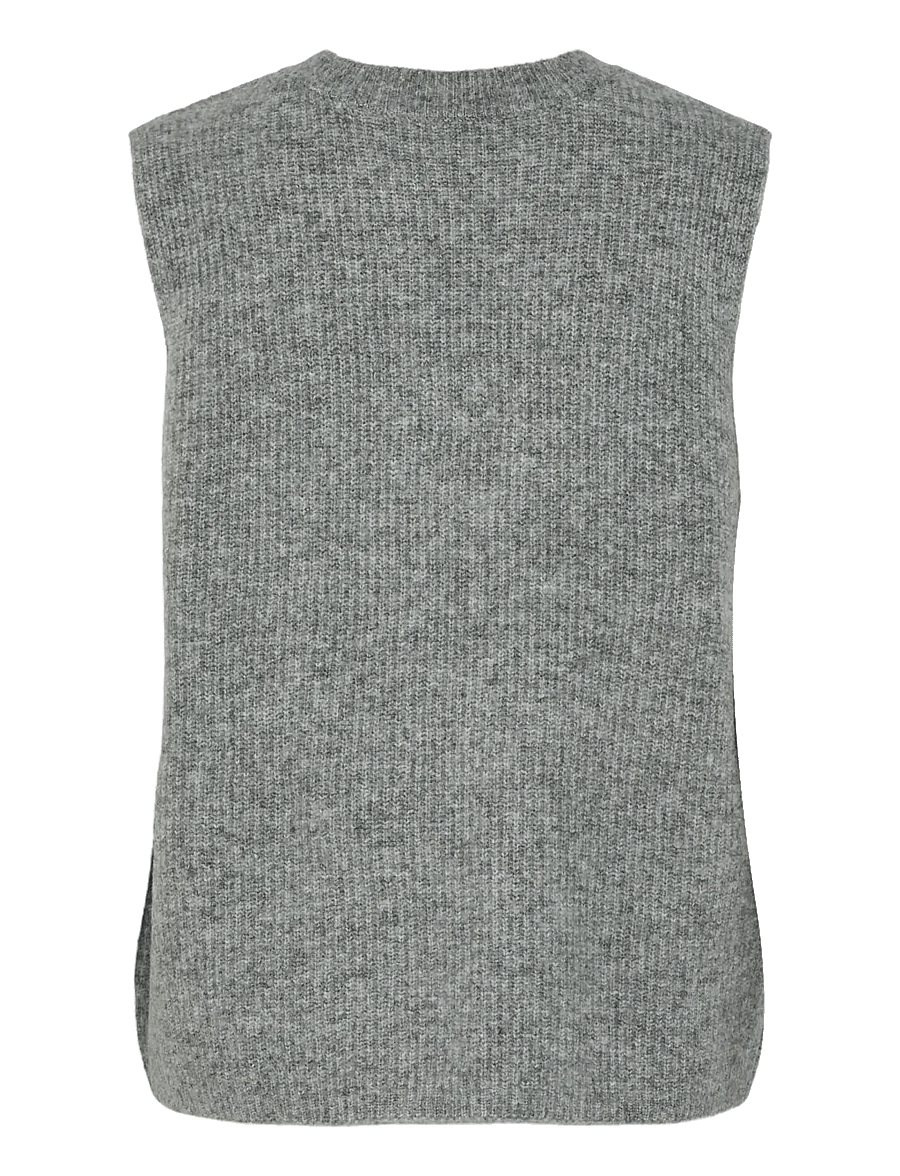 Pieces - PCSILLY SL REV TIE VEST KNIT NOOS BC - kootud vestid - medium grey melange - 2