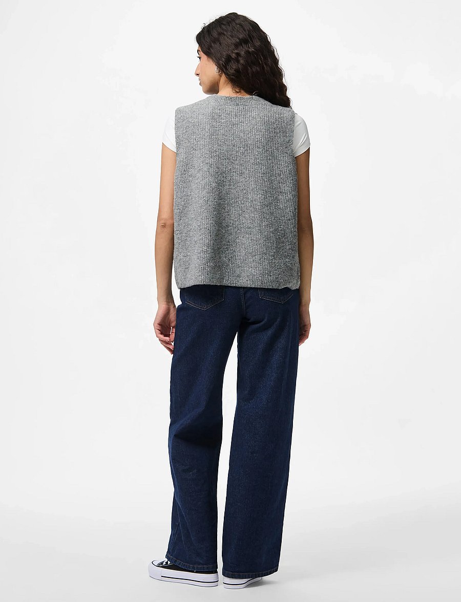Pieces - PCSILLY SL REV TIE VEST KNIT NOOS BC - kootud vestid - medium grey melange - 3