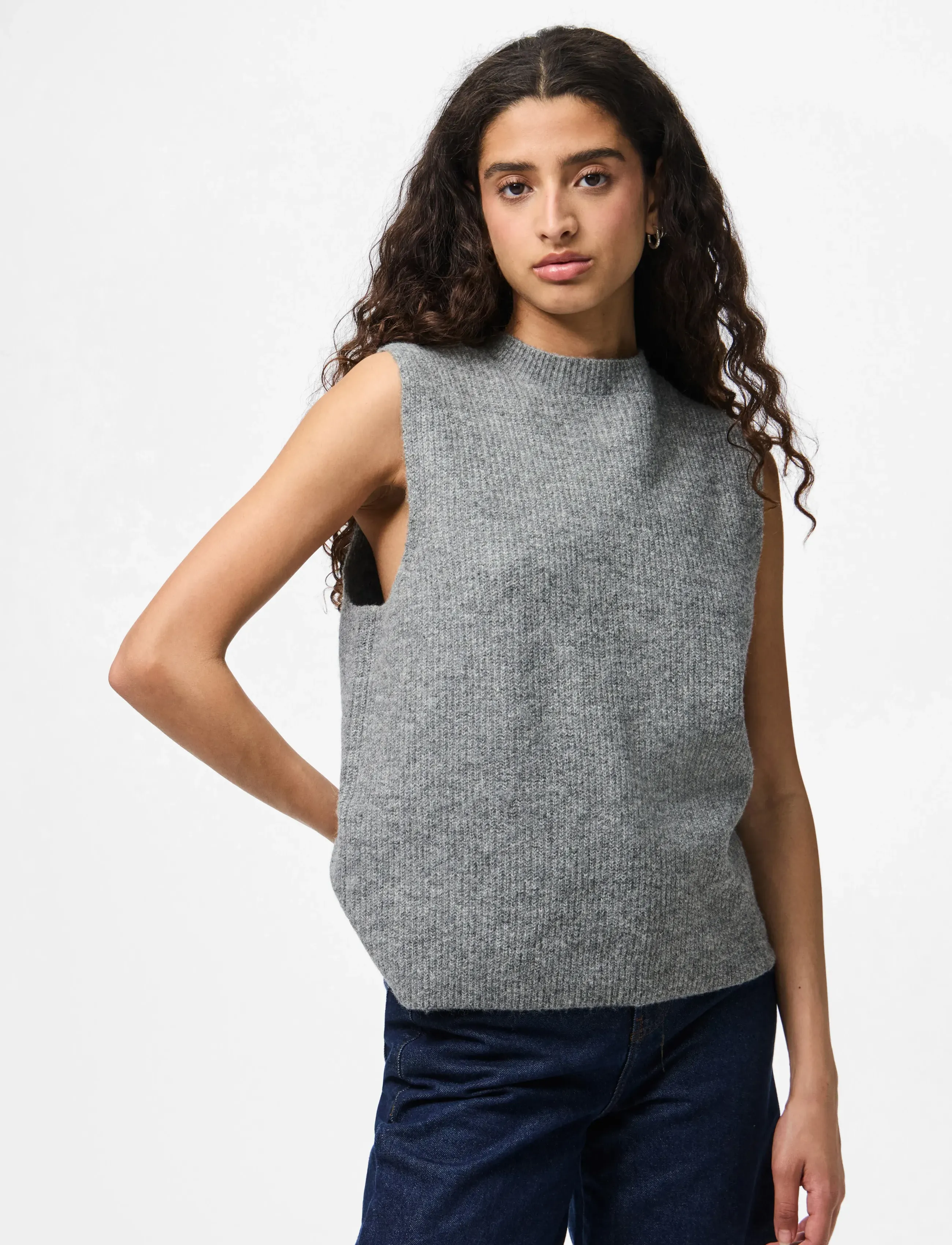 PIECES Pcsilly Sl Rev Tie Vest Knit Noos Bc linnen dam – bild 5