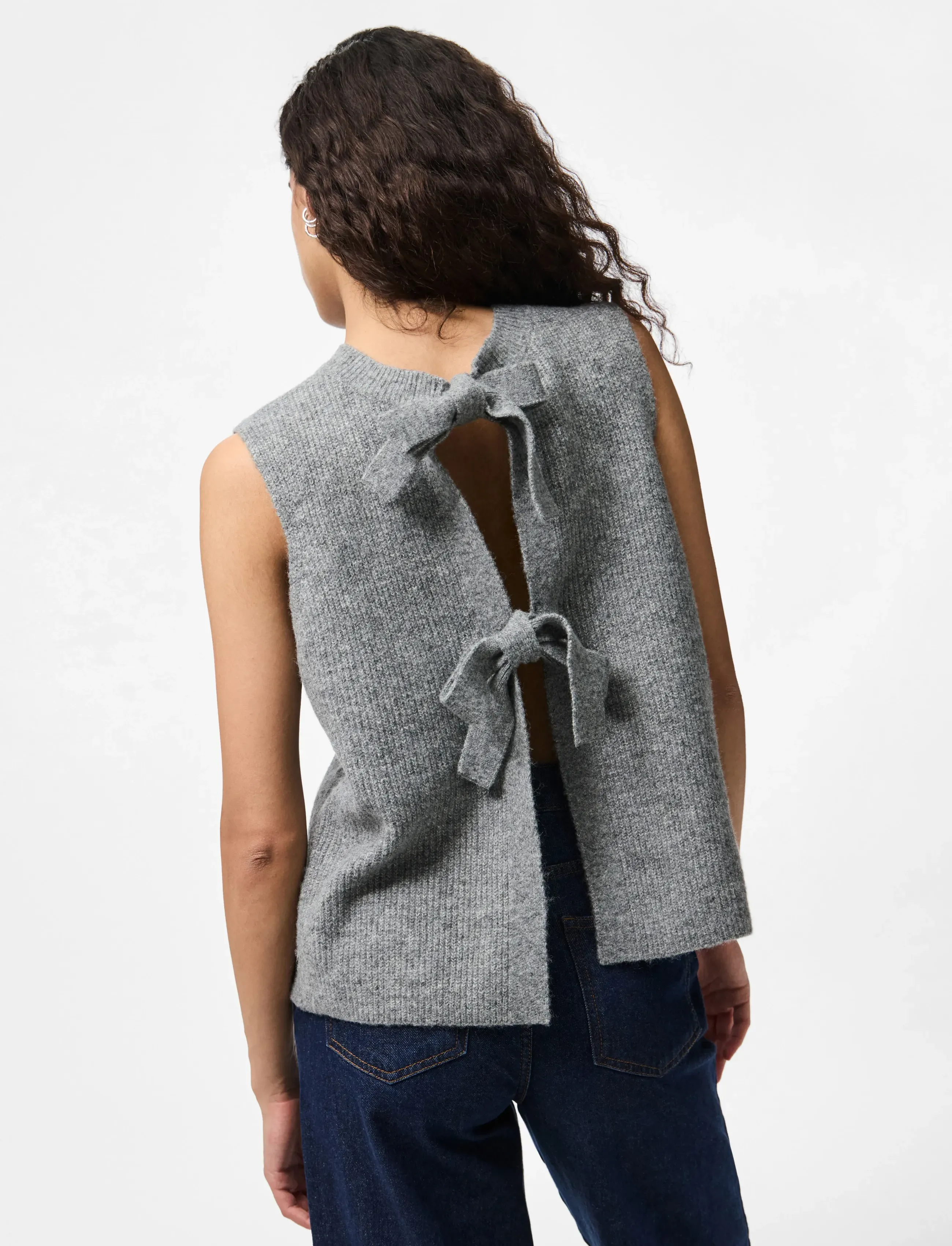 PIECES Pcsilly Sl Rev Tie Vest Knit Noos Bc linnen dam – bild 6