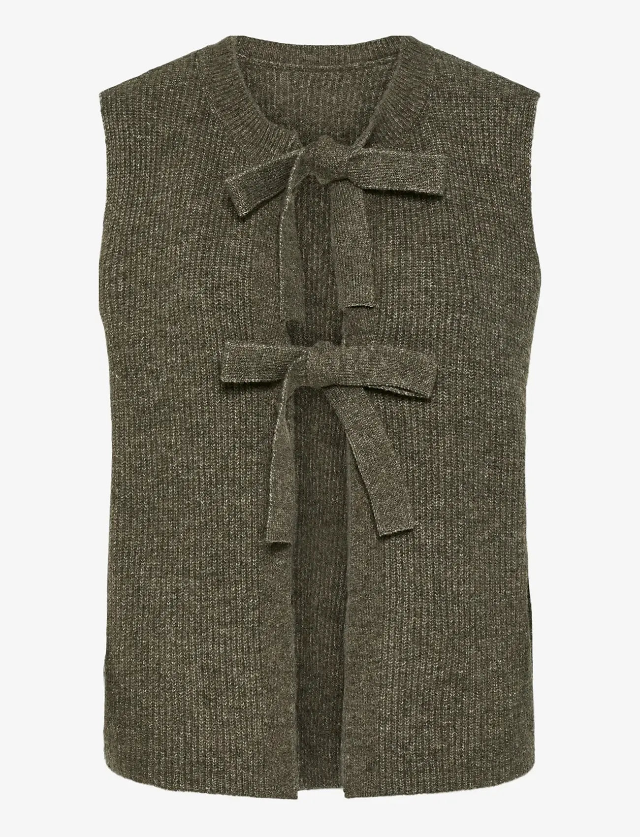 Pieces - PCSILLY SL REV TIE VEST KNIT NOOS BC - knitted vests - morel - 1