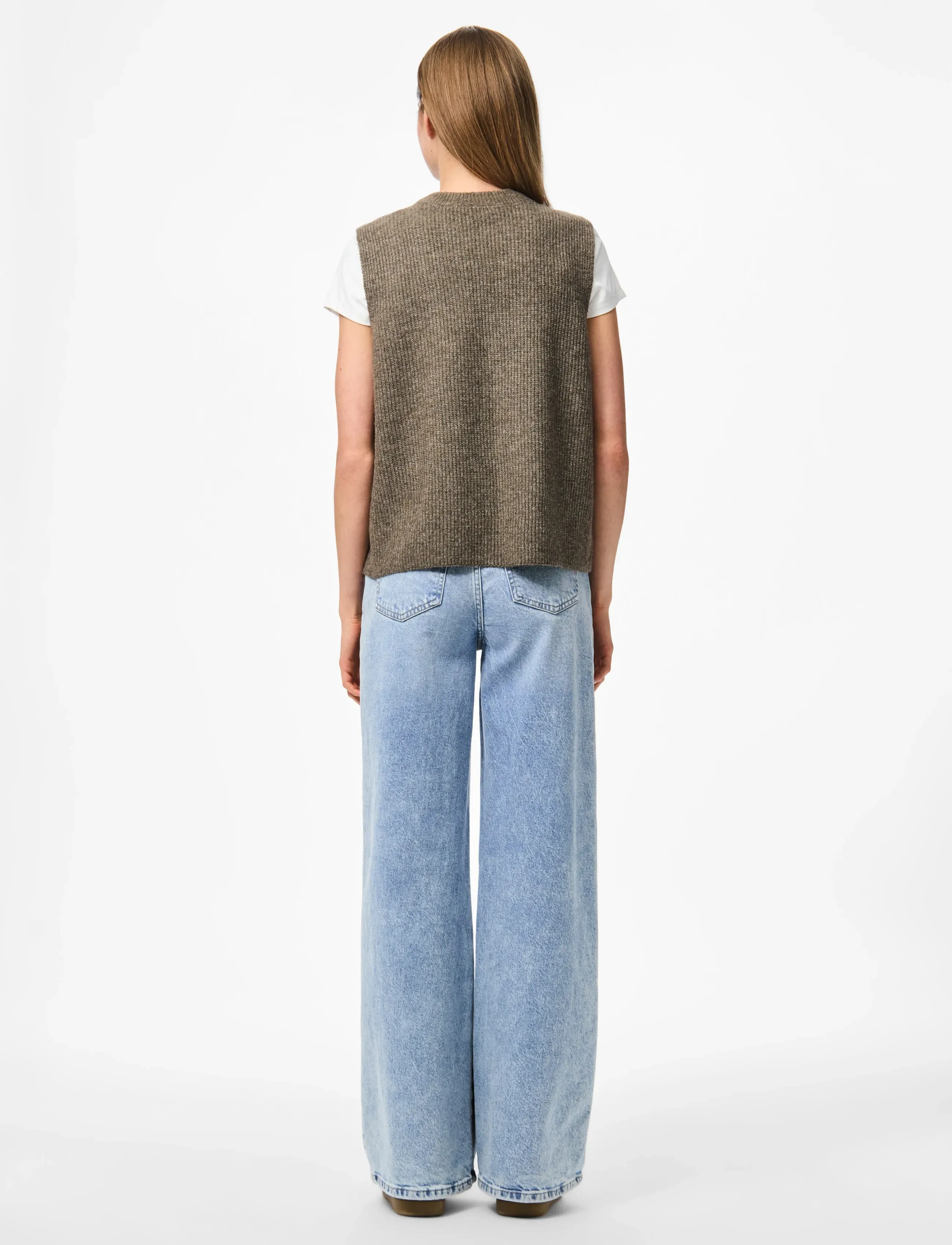 Pieces - PCSILLY SL REV TIE VEST KNIT NOOS BC - knitted vests - morel - 3