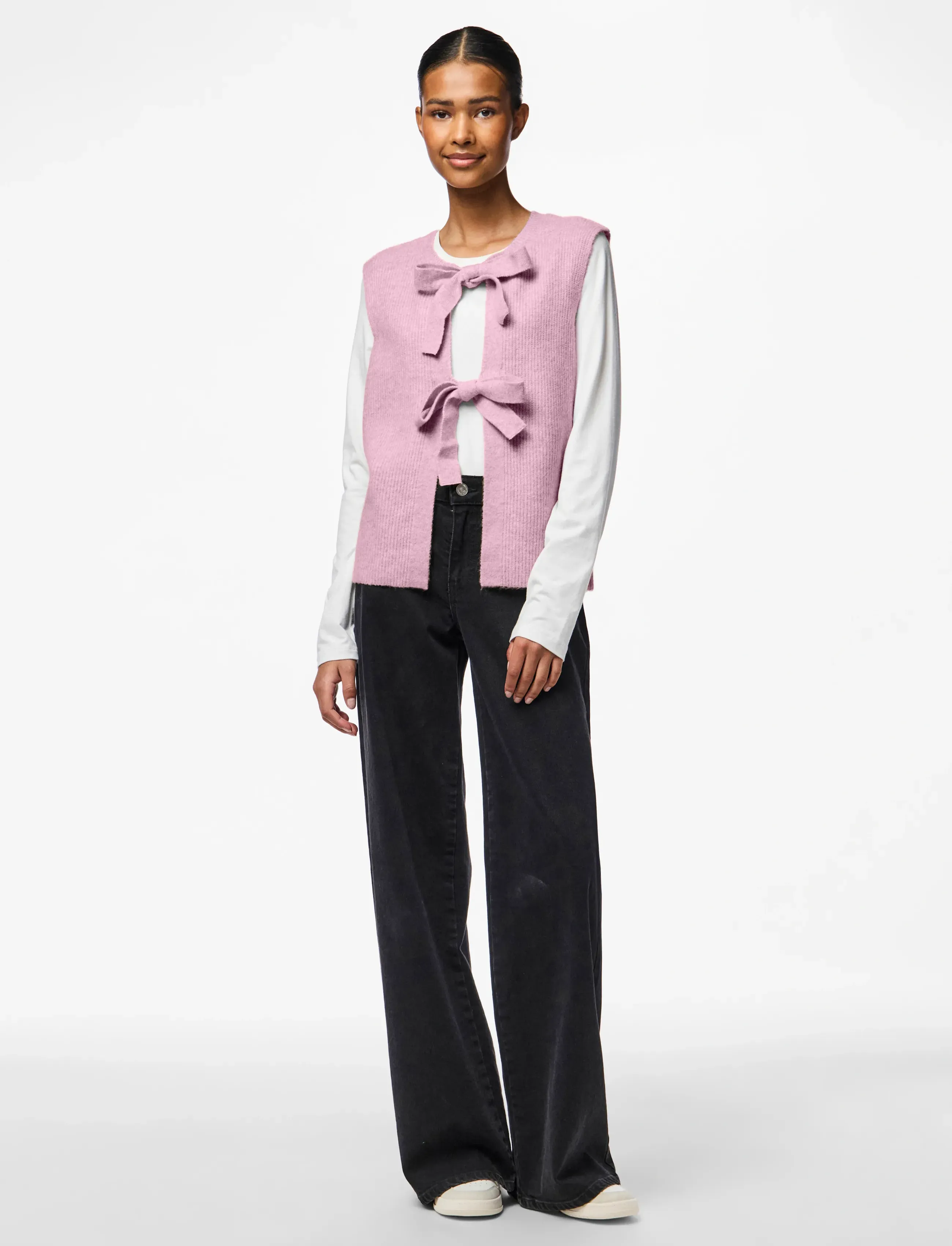 Pieces PCSILLY SL REV TIE VEST KNIT NOOS BC - Stickat - ROSEATE SPOONBILL / pink/rose