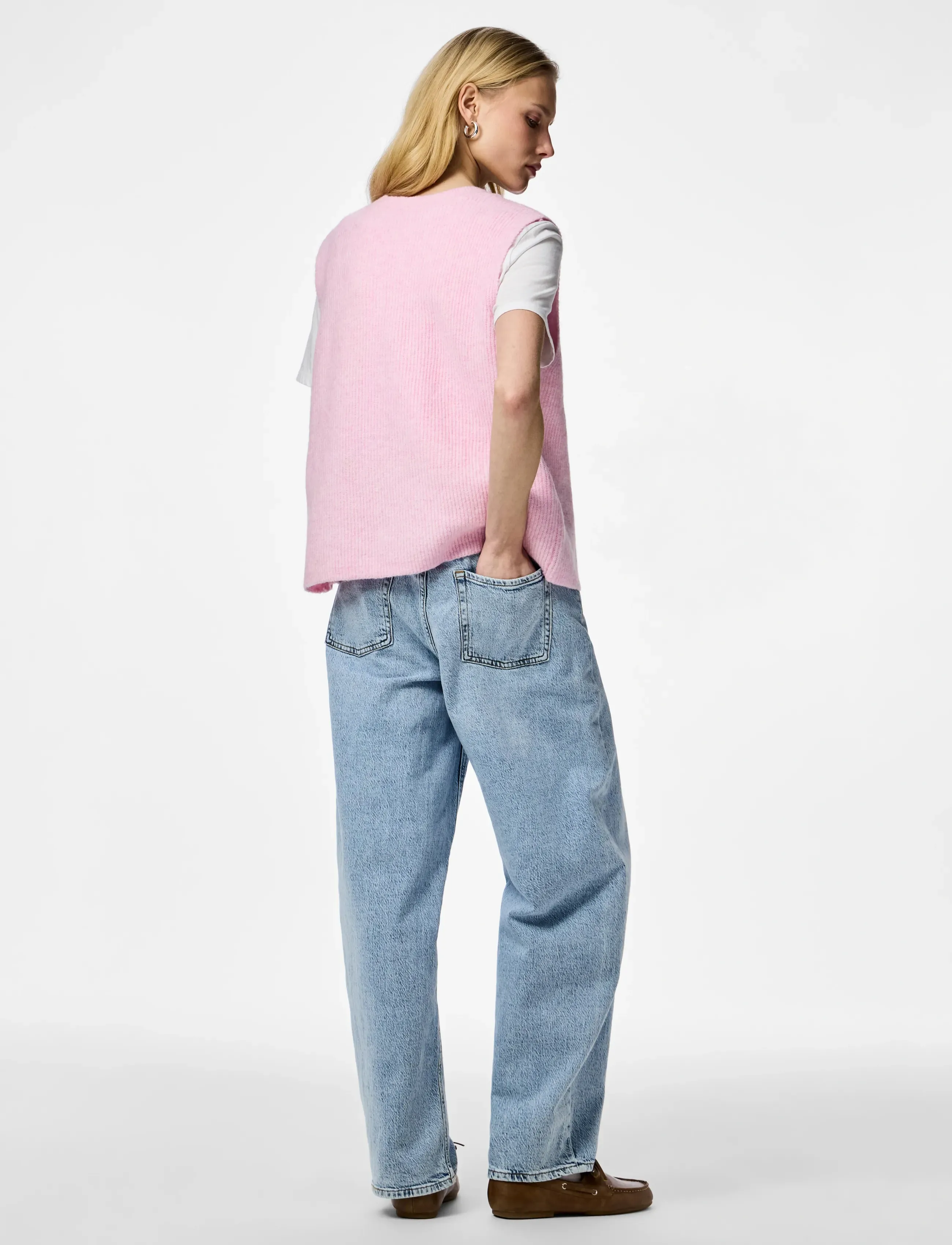 Pieces - PCSILLY SL REV TIE VEST KNIT NOOS BC - kootud vestid - roseate spoonbill - 3